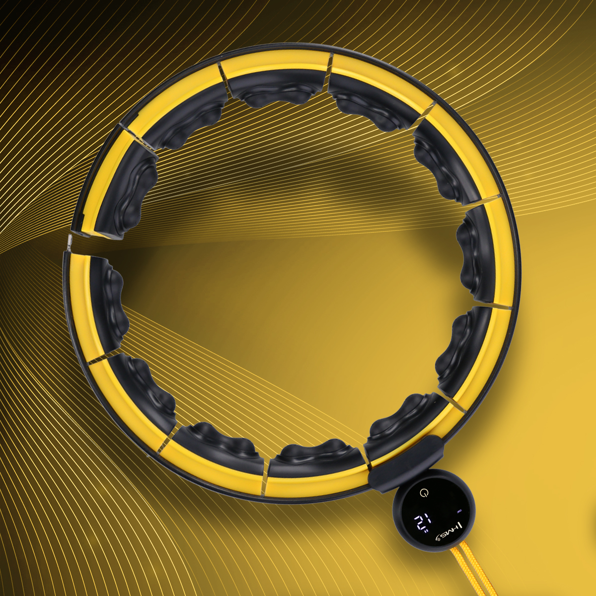 Masážní hula hoop HMS HHM21 se závažím, magnety a počítadlem černá/žlutá