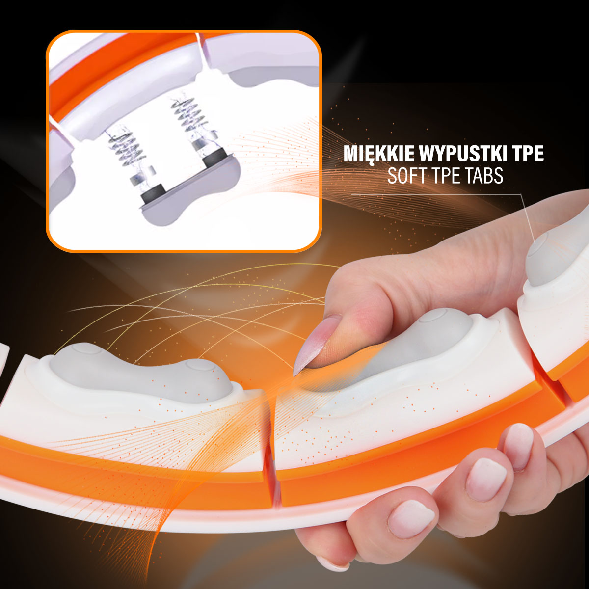Masážní hula hoop HMS HHM21 se závažím, magnety a počítadlem bílá/oranžová