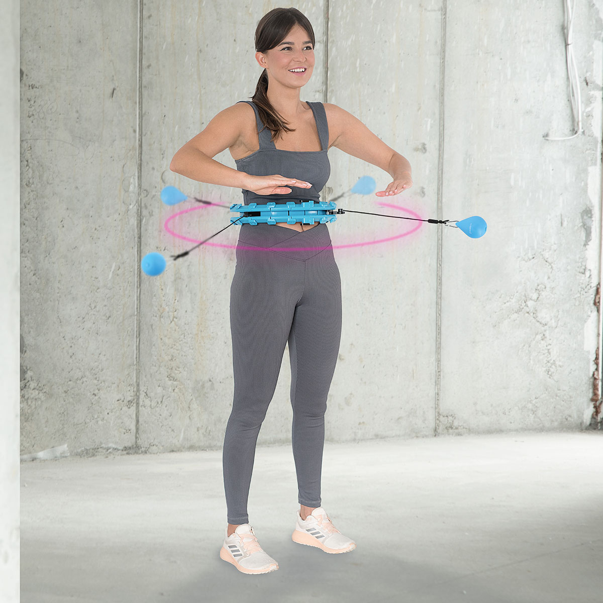 Sada masážní hula hoop HMS HHW01 se závažím a zeštíhlujícího pásu BR163 modrá