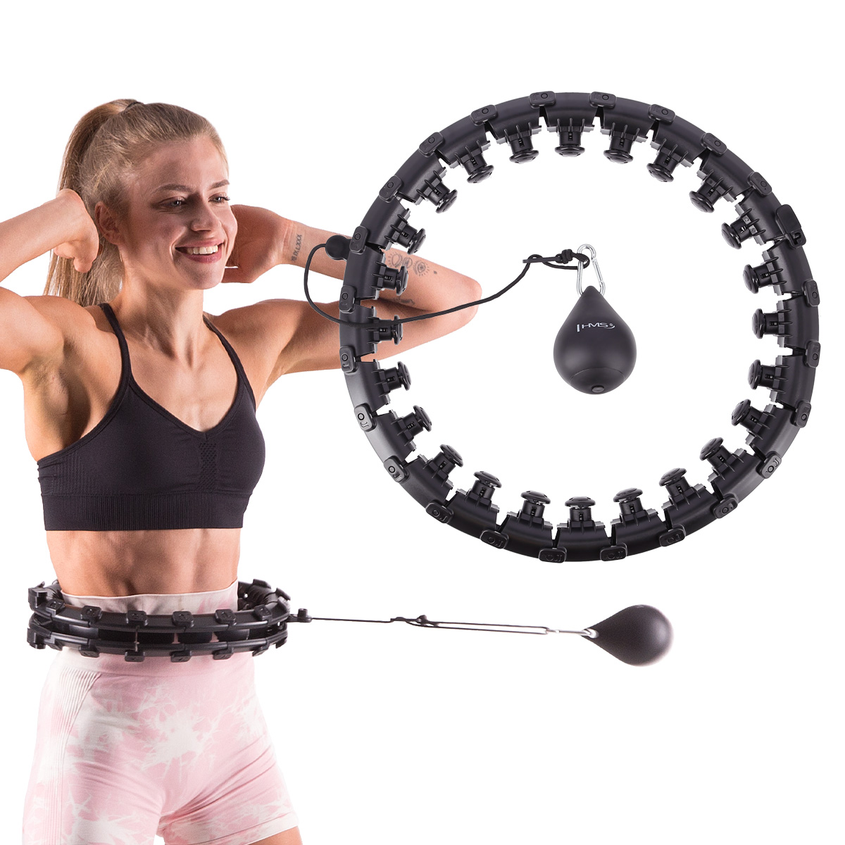 Masážní hula hoop HMS HHW01 se závažím černá