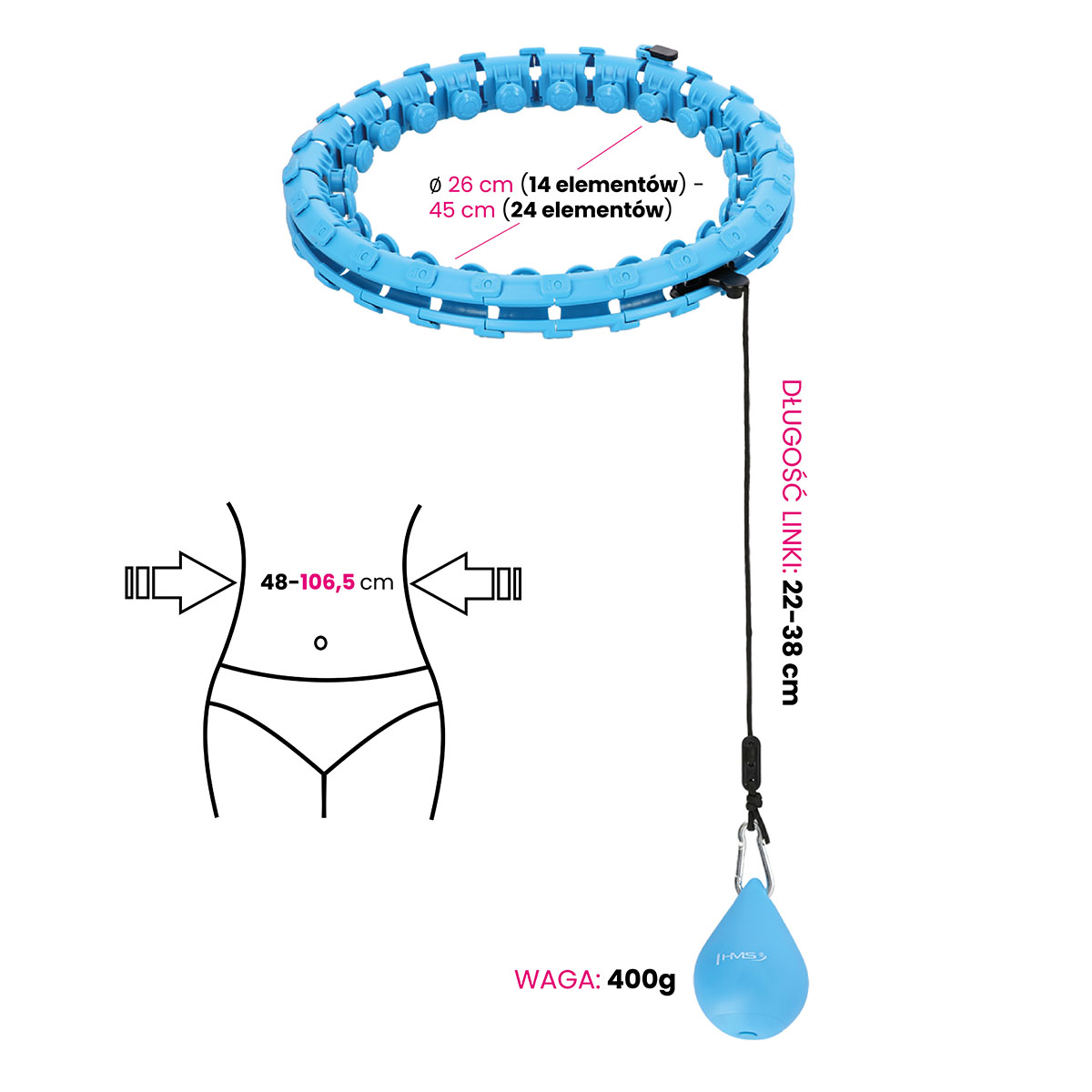 Masážní hula hoop HMS HHW01 se závažím modrá