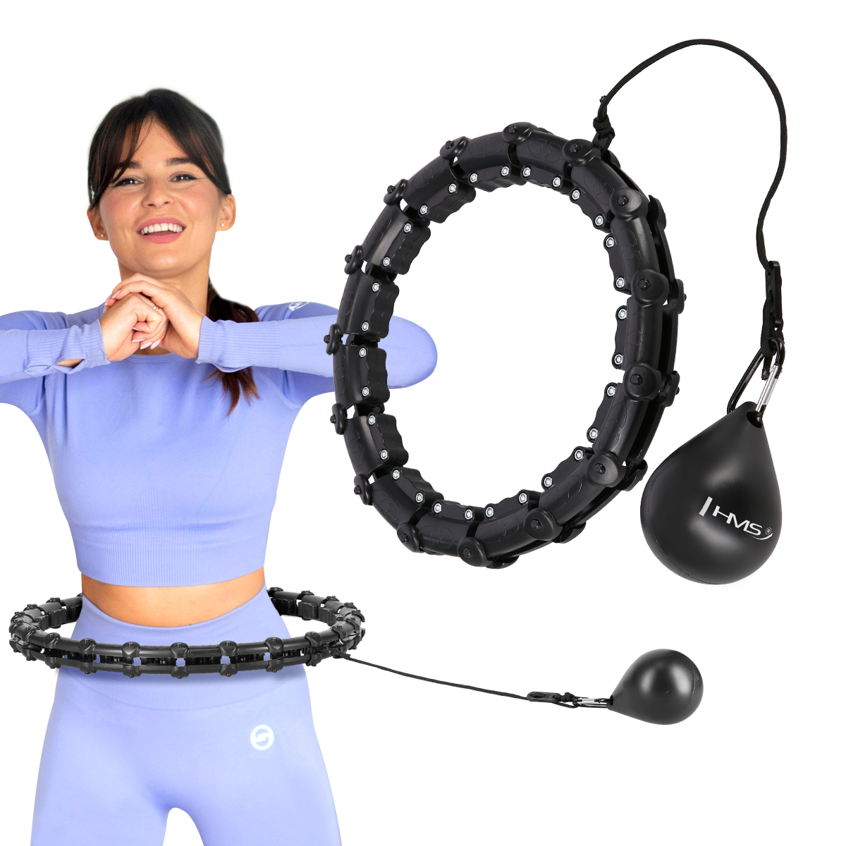 Sada masážní hula hoop HMS HHW02 se závažím a zeštíhlujícího pásu BR163 černá