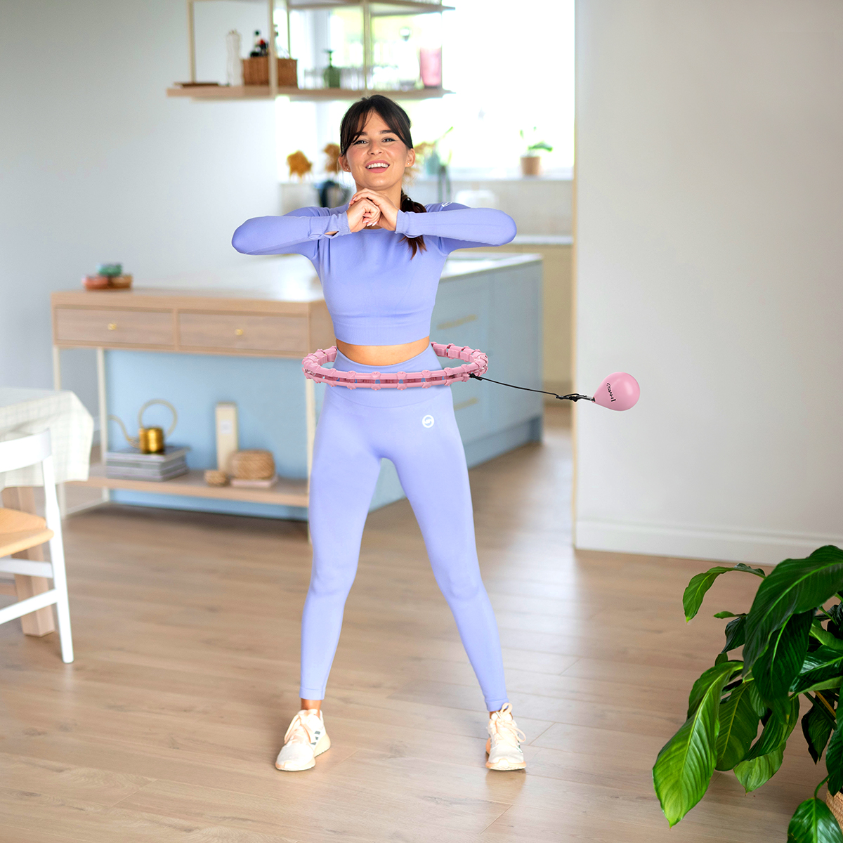 Masážní hula hoop HMS HHW02 se závažím růžová