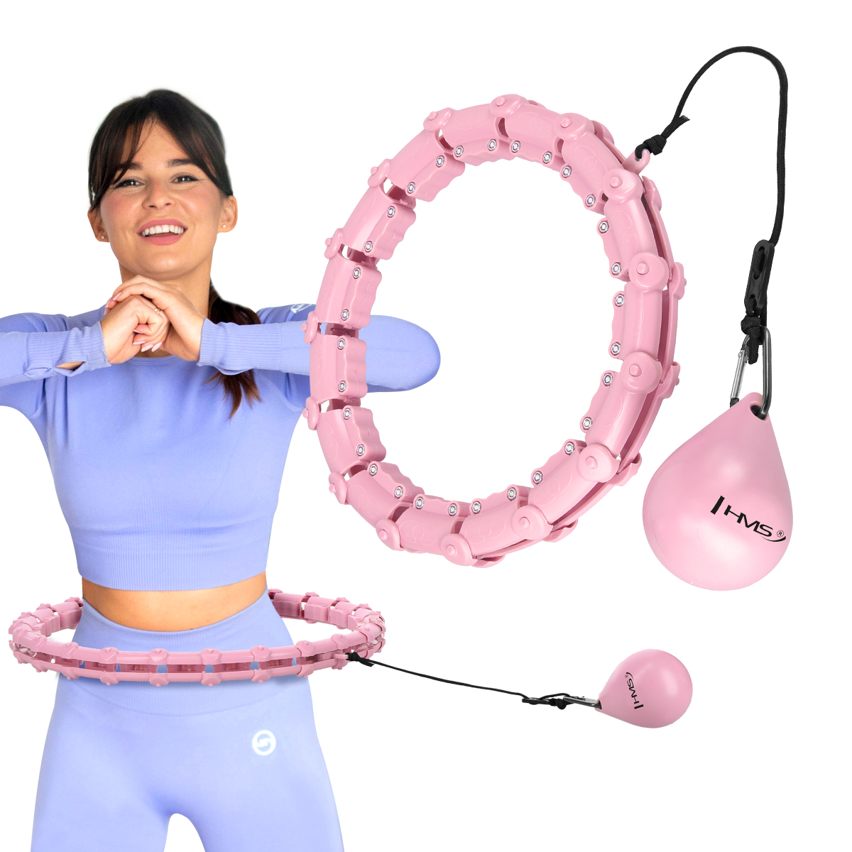 Masážní hula hoop HMS HHW02 se závažím růžová