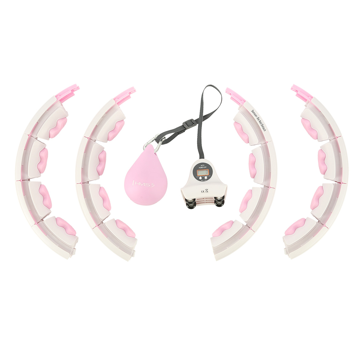Sada masážní hula hoop HMS HHW06 růžová se závažím a počítadlem a zeštíhlujícího pásu BR163 plus size