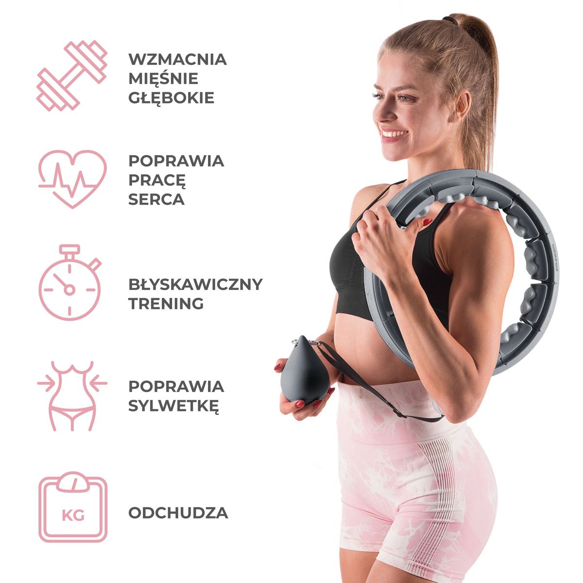 Masážní hula hoop HMS HHW06 se závažím a počítadlem černá