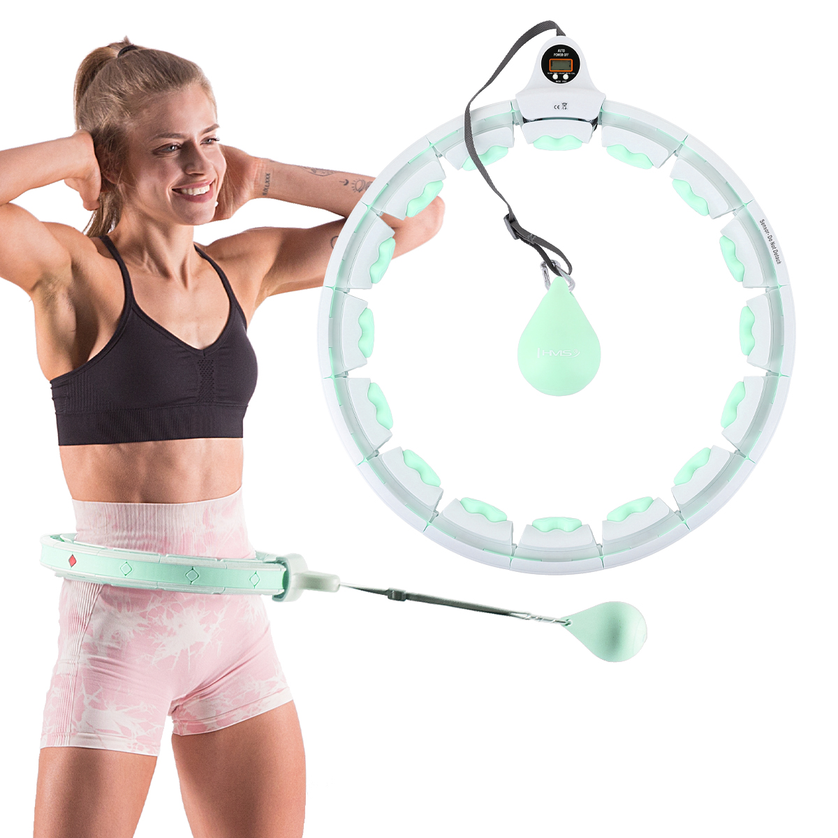 Masážní hula hoop HMS HHW06 se závažím a počítadlem zelená
