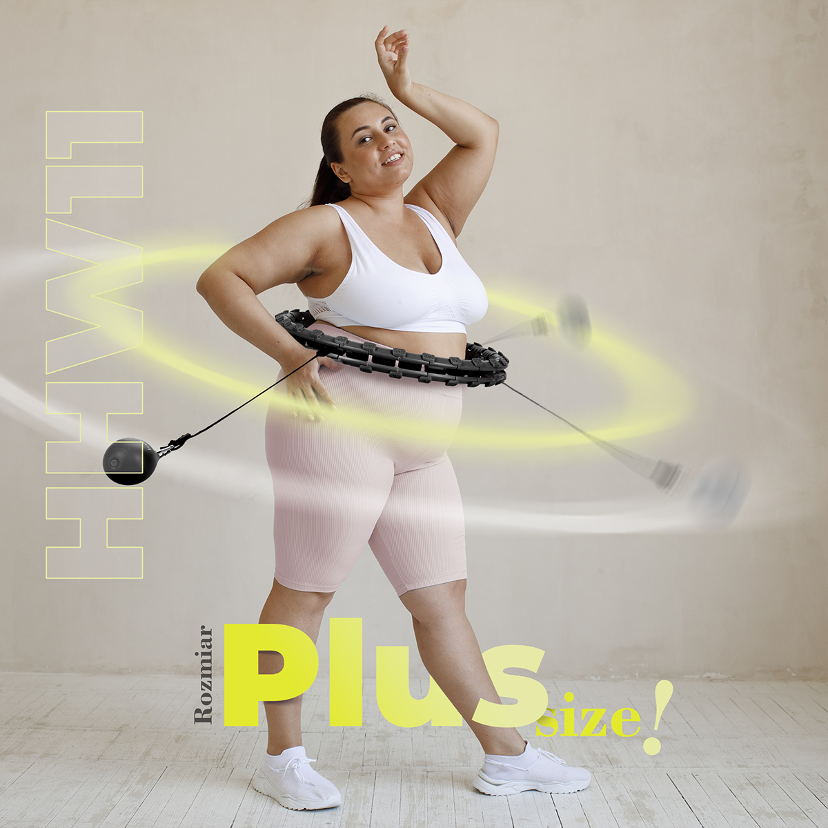 Sada černé masážní Hula Hoop se závažím HMS HHW11 a zeštíhlujícího bederního pásu HMS BR163 PLUS SIZE