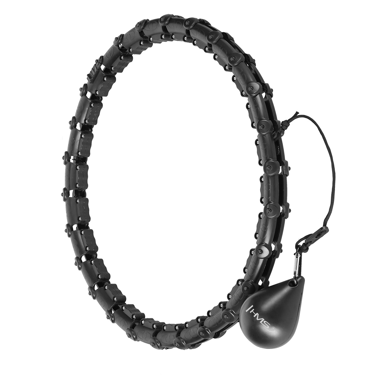 Sada černé masážní Hula Hoop se závažím HMS HHW11 a zeštíhlujícího bederního pásu HMS BR163 PLUS SIZE