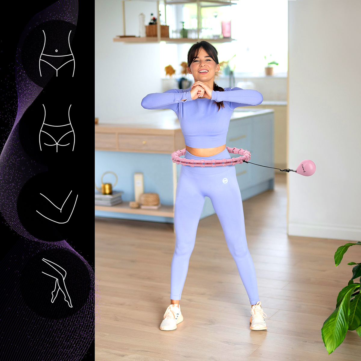 Masážní hula hoop HMS HHW11 PLUS SIZE se závažím růžová