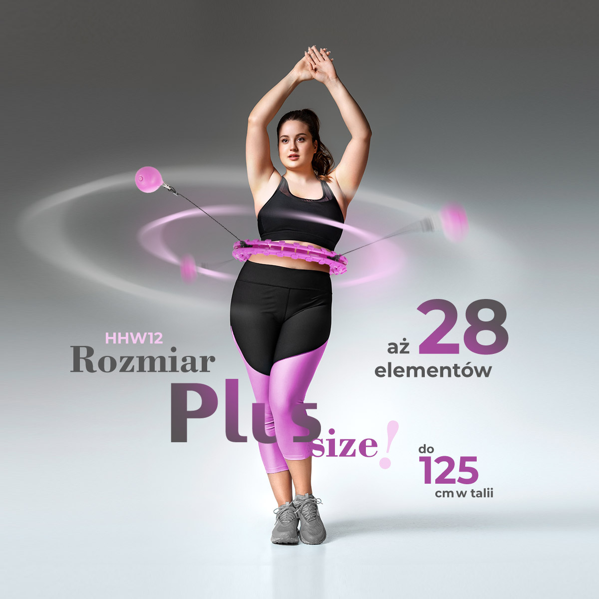 Sada masážní hula hoop HMS HHW12 PLUS Size se závažím a zeštíhlujícího pásu BR163 fialová