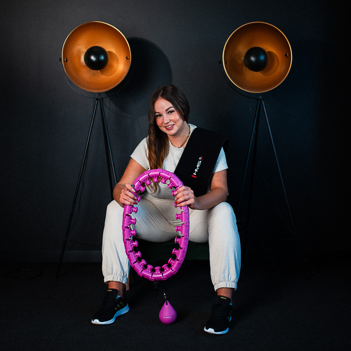 Sada masážní hula hoop HMS HHW12 PLUS Size se závažím a zeštíhlujícího pásu BR163 fialová