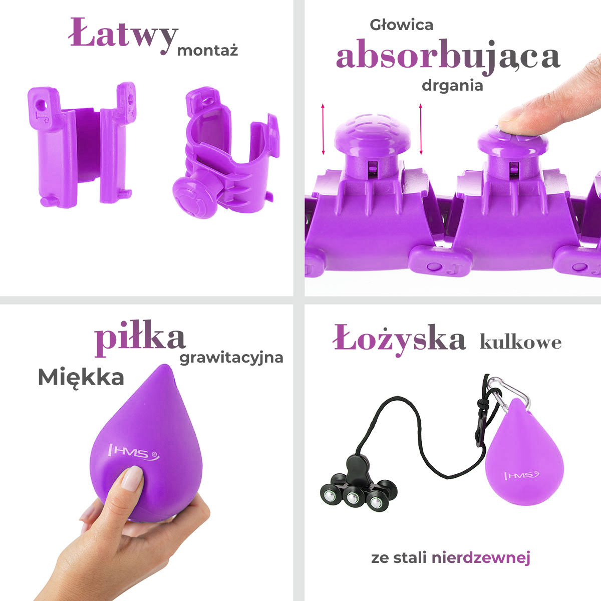 Masážní hula hoop HMS HHW12 plus size se závažím fialová