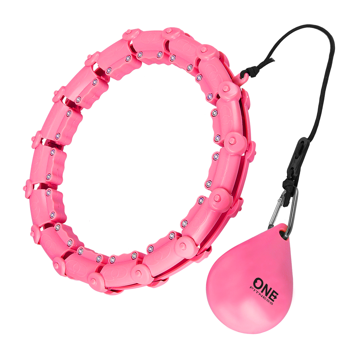 Sada masážní hula hoop ONE Fitness OHA02 se závažím a zeštíhlujícího pásu BR160 růžová