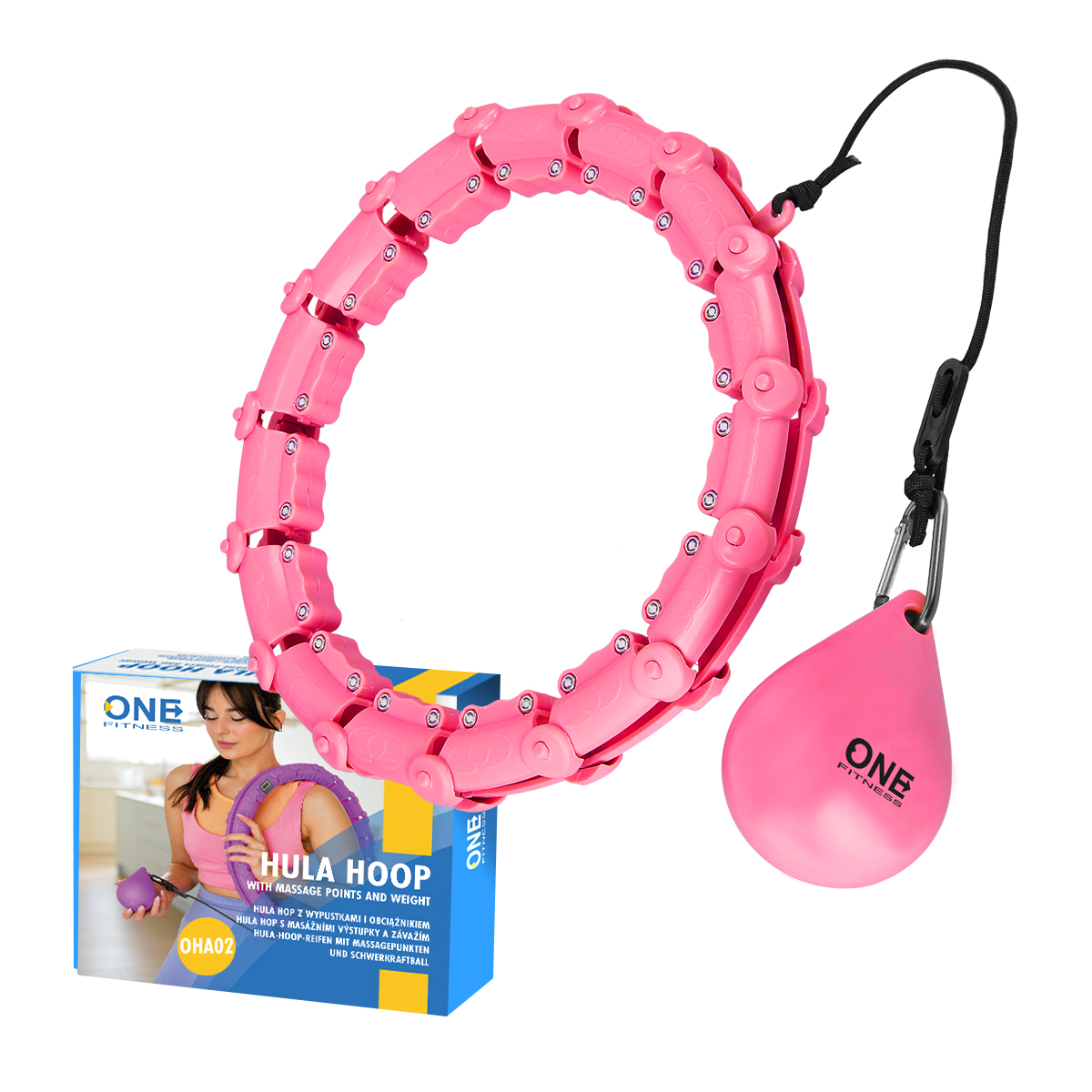 Masážní hula hoop ONE Fitness OHA02 se závažím růžová