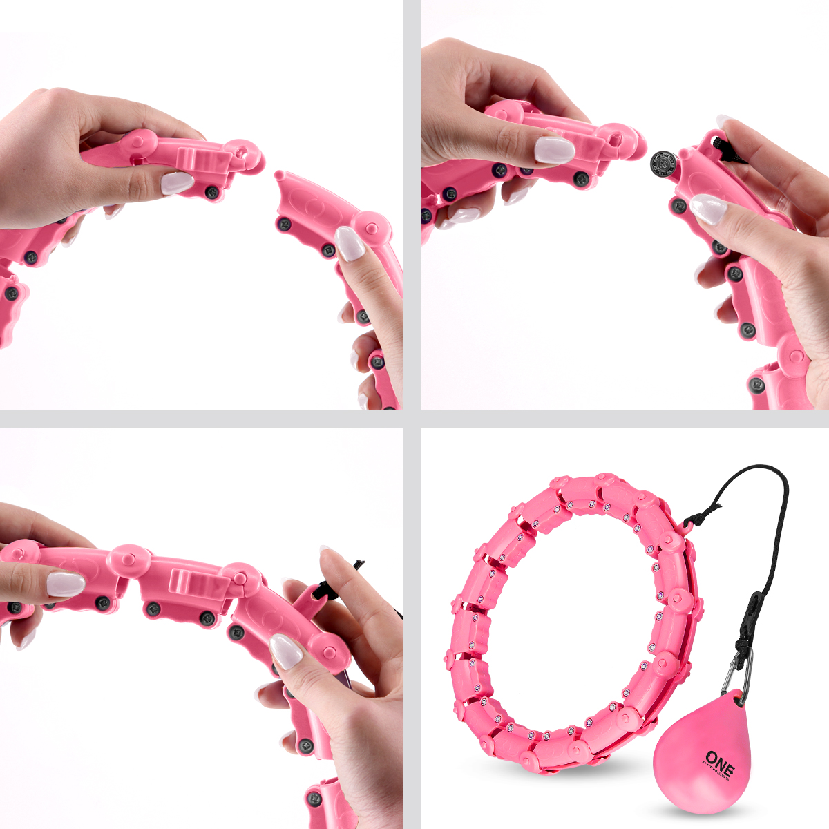 Masážní hula hoop ONE Fitness OHA02 se závažím růžová