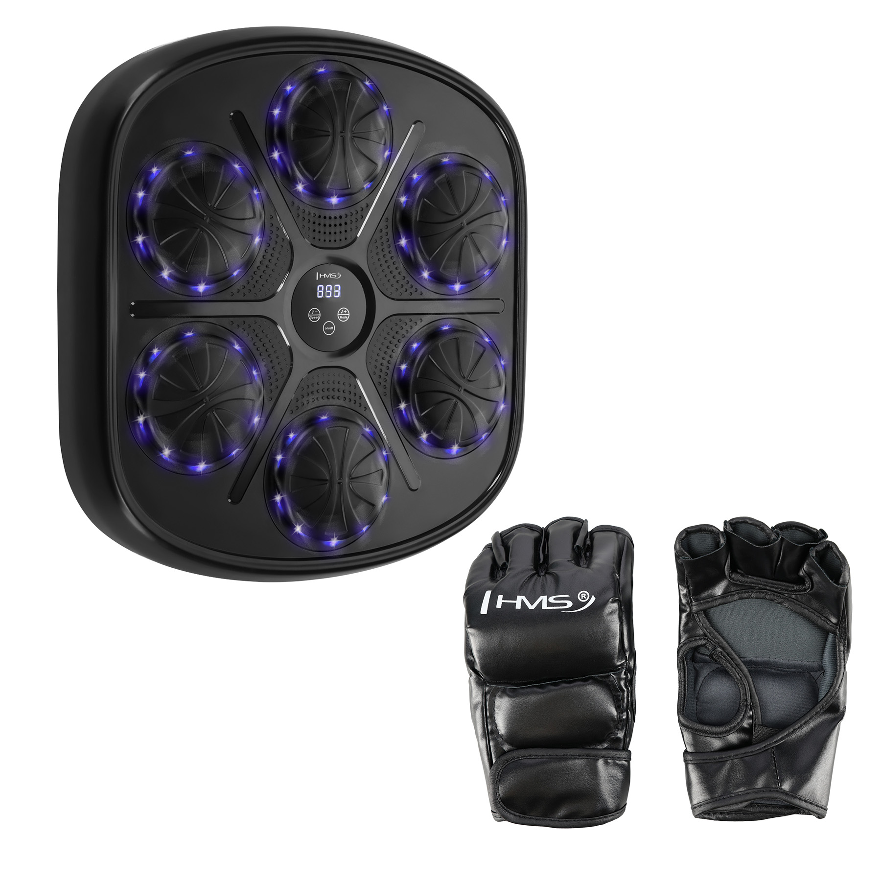 Elektronický boxerský terč HMS TB03 s LED, Bluetooth a rukavicemi (Music Boxing Machine)