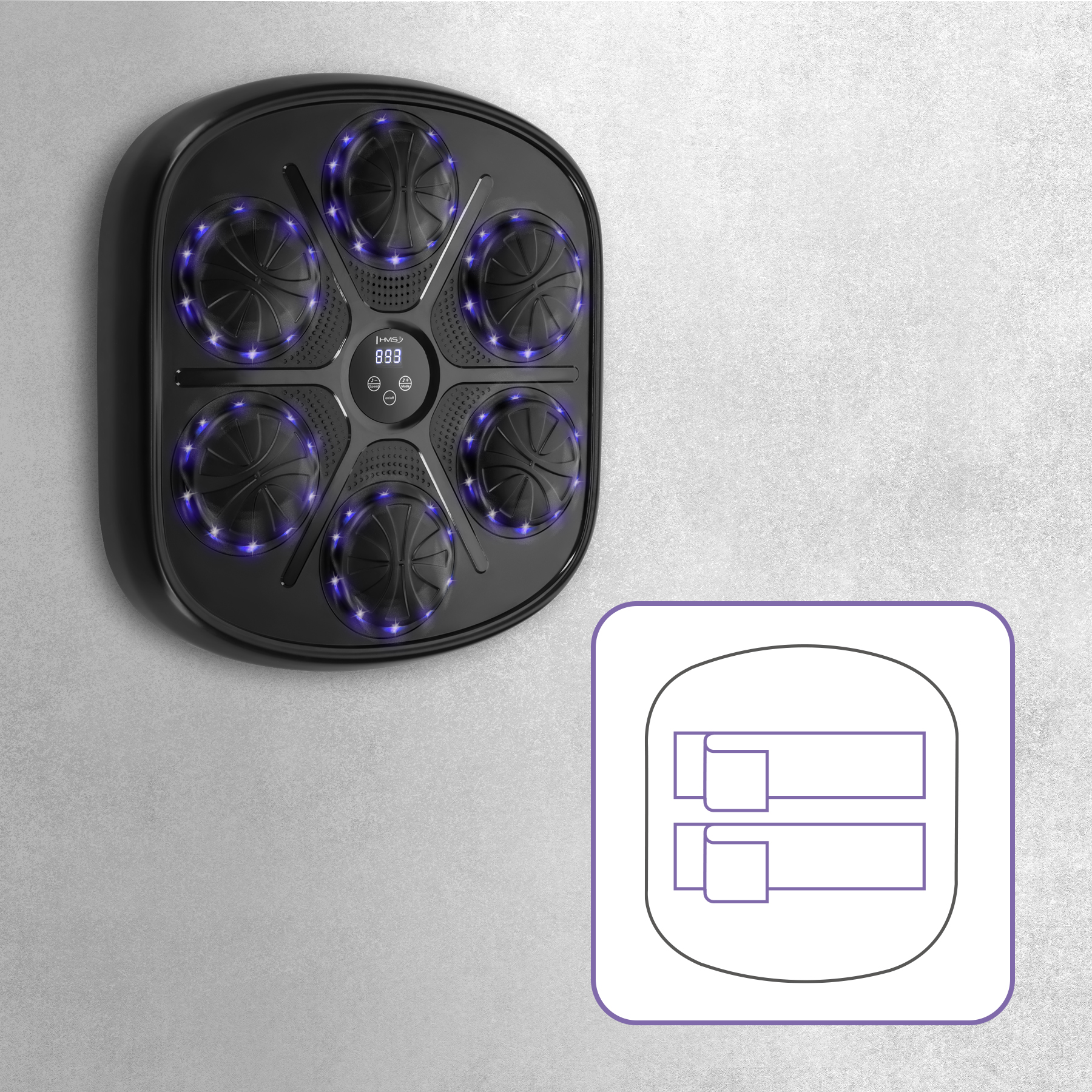 Elektronický boxerský terč HMS TB03 s LED, Bluetooth a rukavicemi (Music Boxing Machine)