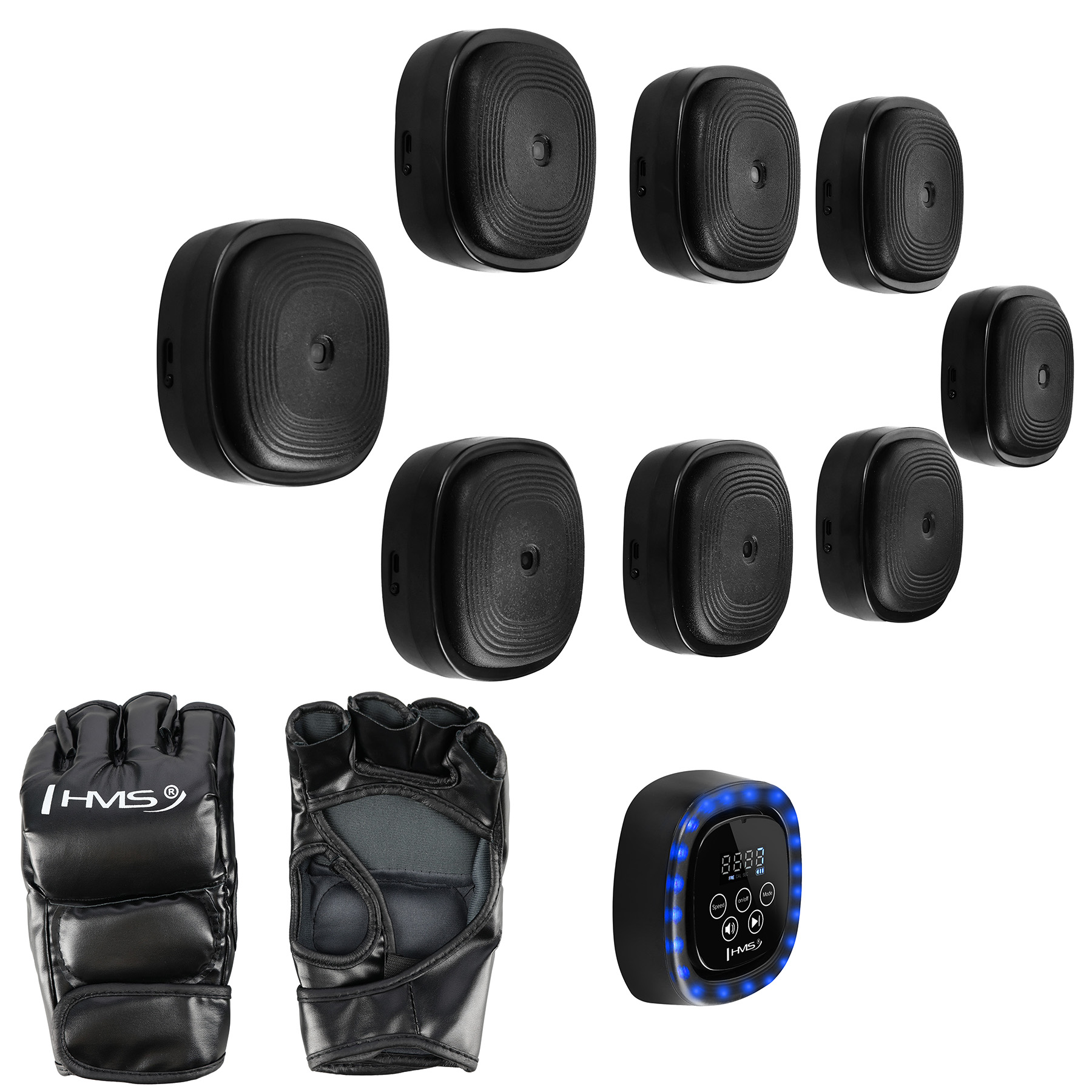 Elektronický modulární boxerský terč HMS TB05 s LED, Bluetooth a rukavicemi (Music Boxing Machine)