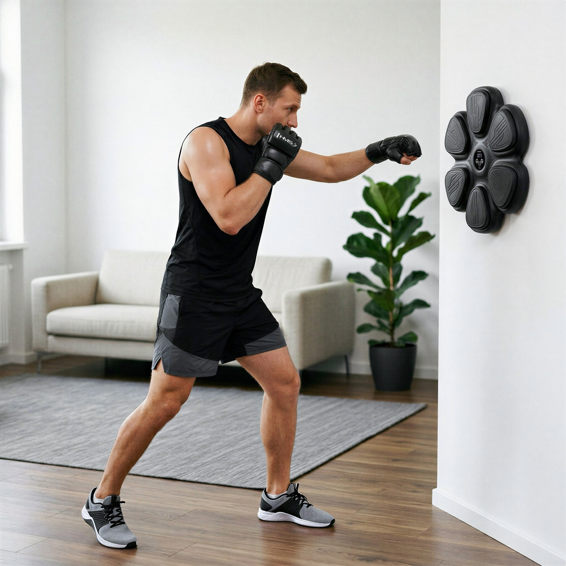 Elektronický boxerský terč HMS TB12 s LED, Bluetooth a rukavicemi (Music Boxing Machine)