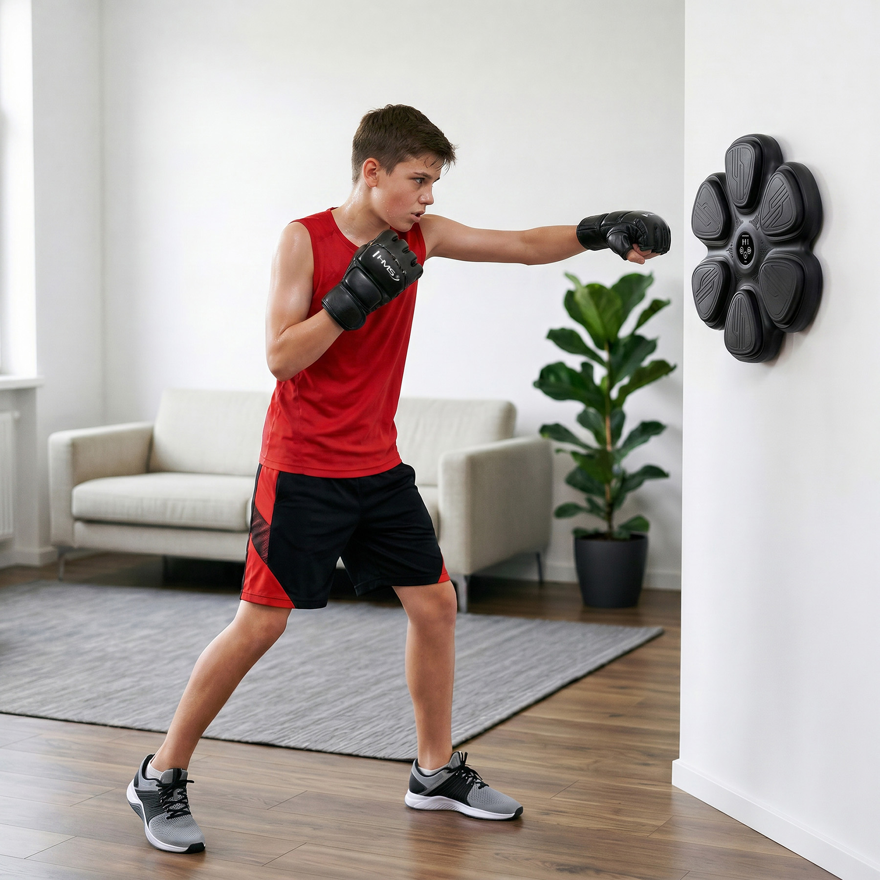Elektronický boxerský terč HMS TB12 s LED, Bluetooth a rukavicemi (Music Boxing Machine)