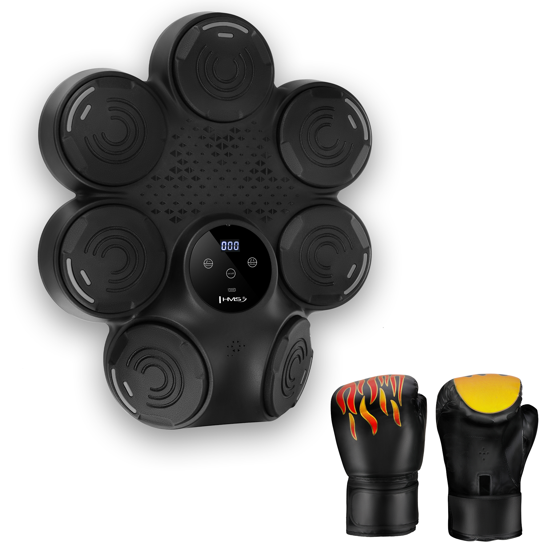 Elektronický boxerský terč HMS TB30 s LED, Bluetooth a rukavicemi (Music Boxing Machine)