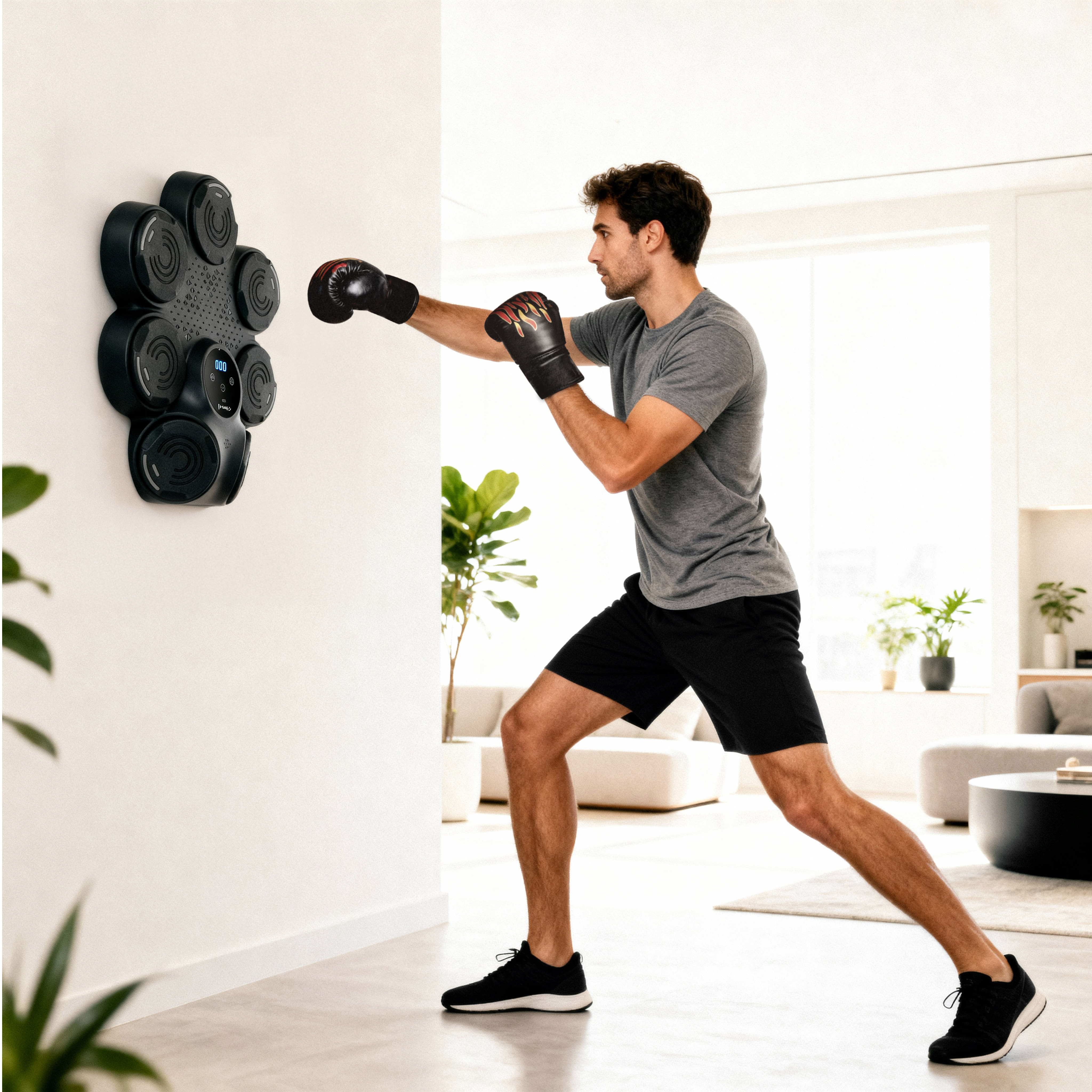 Elektronický boxerský terč HMS TB30 s LED, Bluetooth a rukavicemi (Music Boxing Machine)