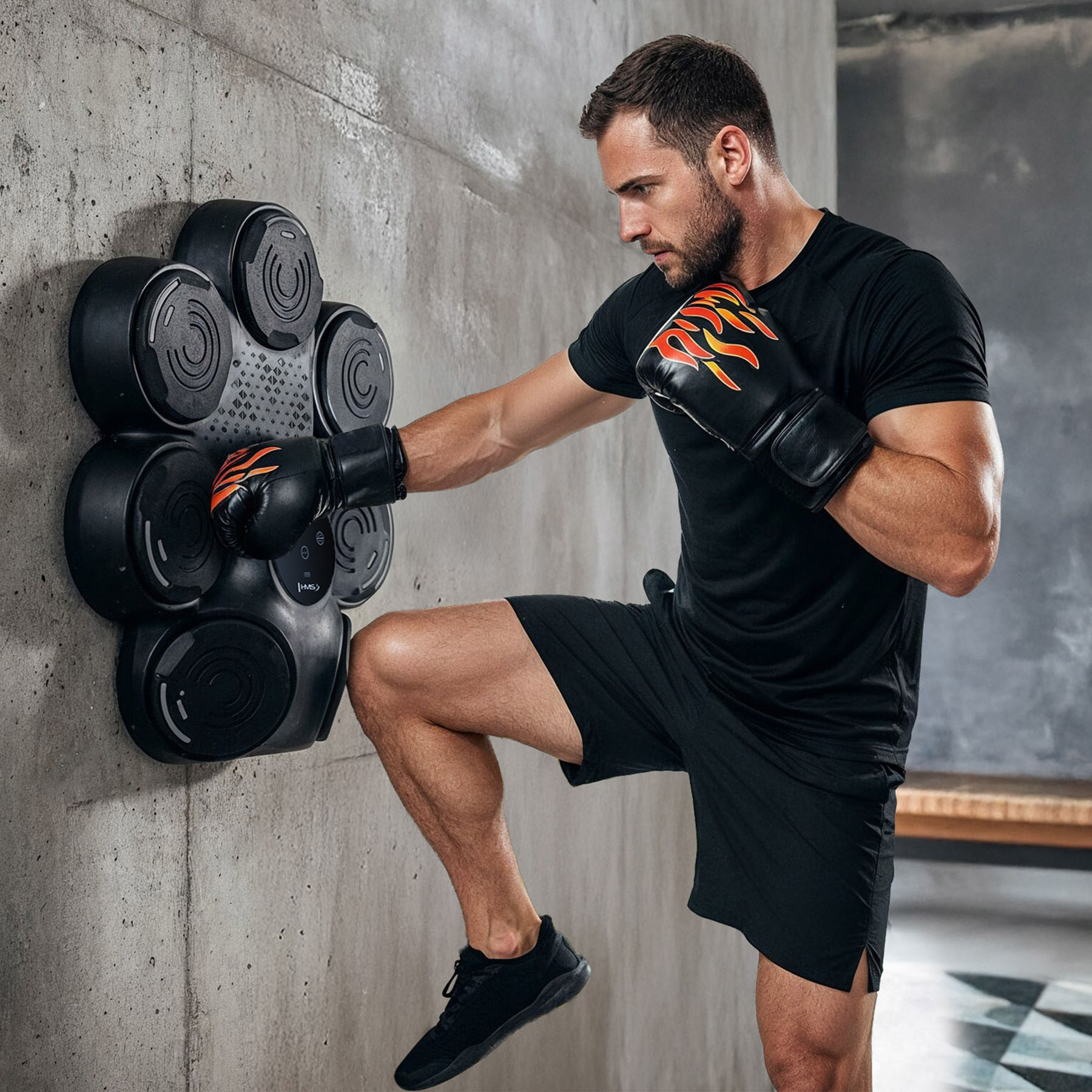 Elektronický boxerský terč HMS TB30 s LED, Bluetooth a rukavicemi (Music Boxing Machine)