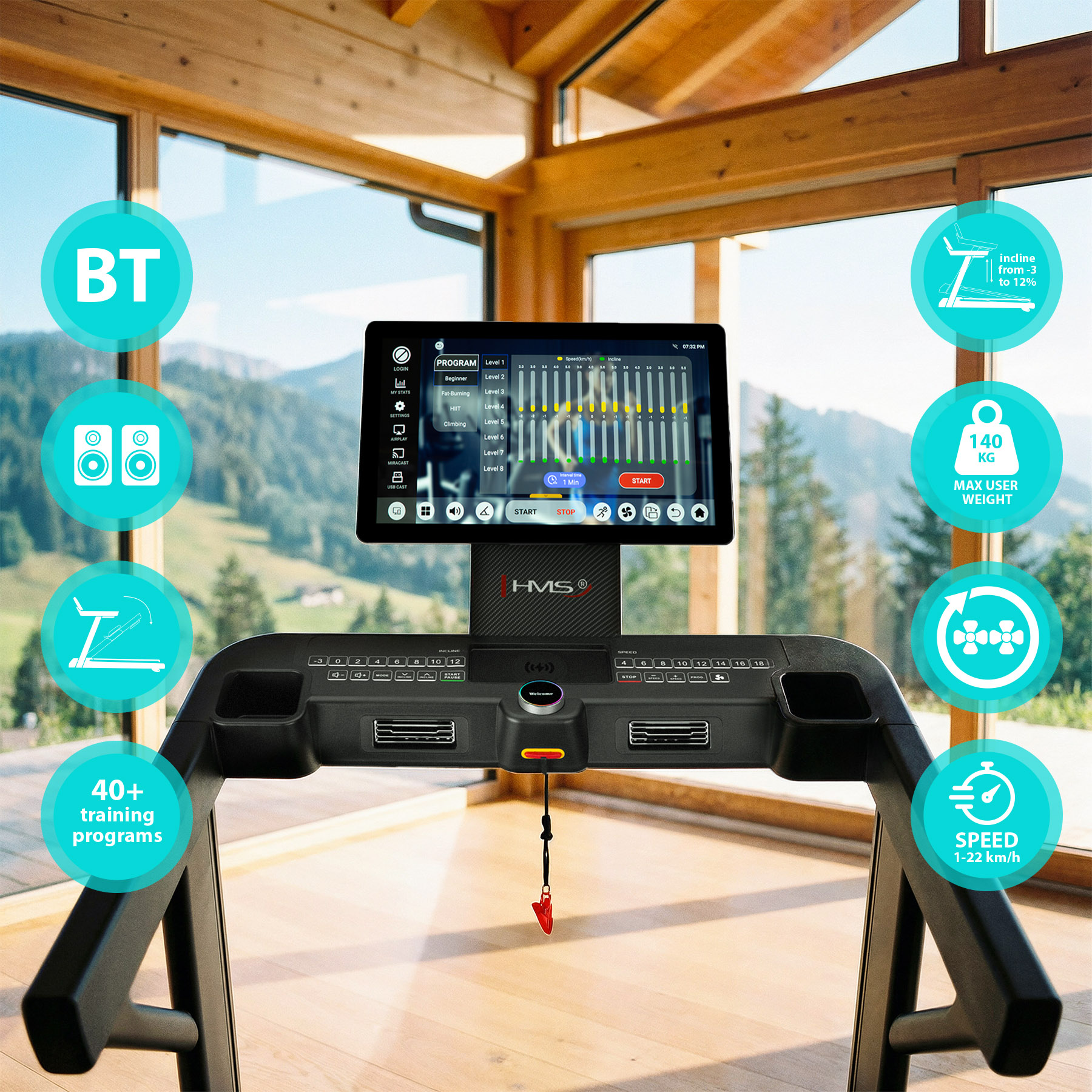 Běžecký pás HMS TERRUN475 s obousměrným nastavením sklonu