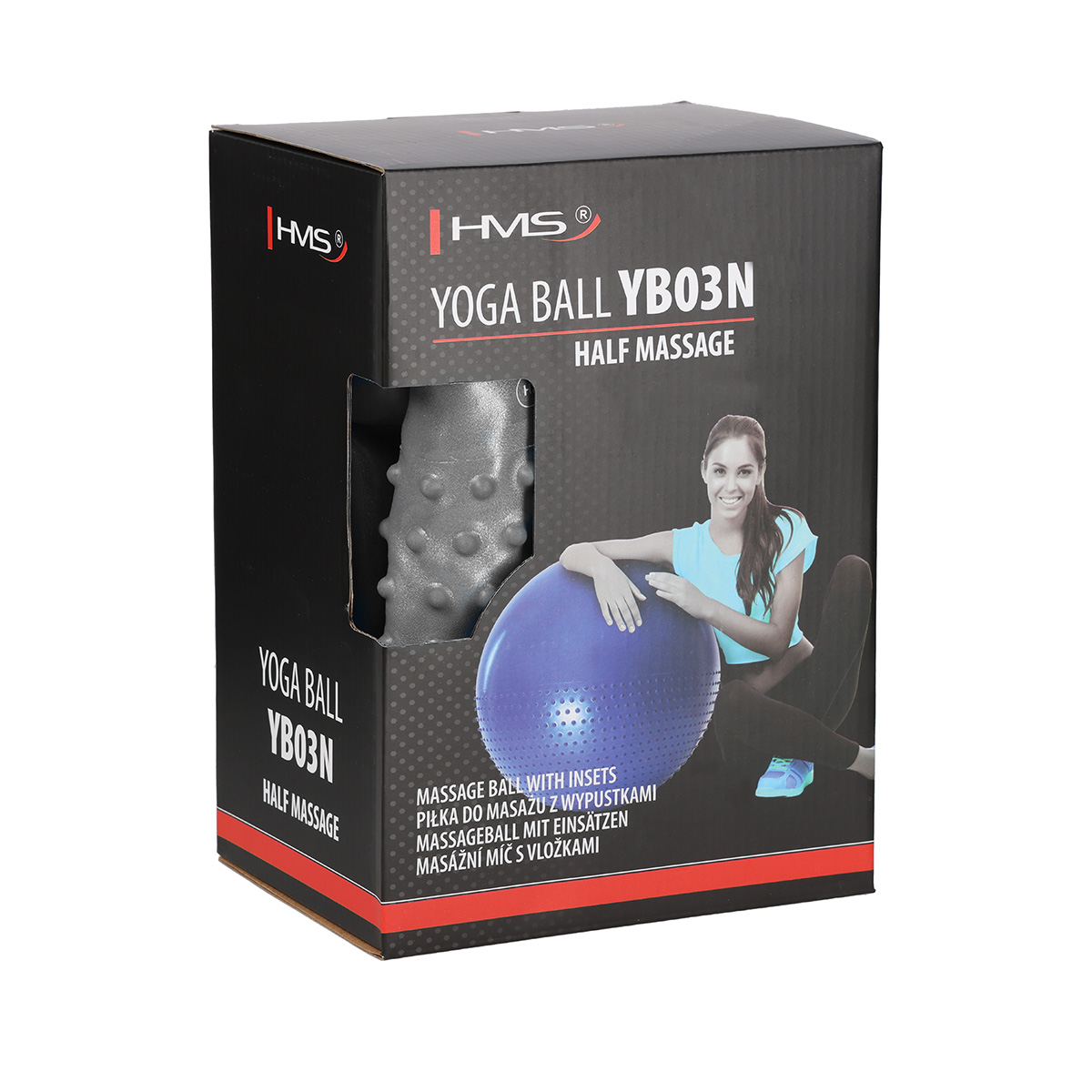Masážní gymnastický míč HMS YB03N 65 cm světle šedý