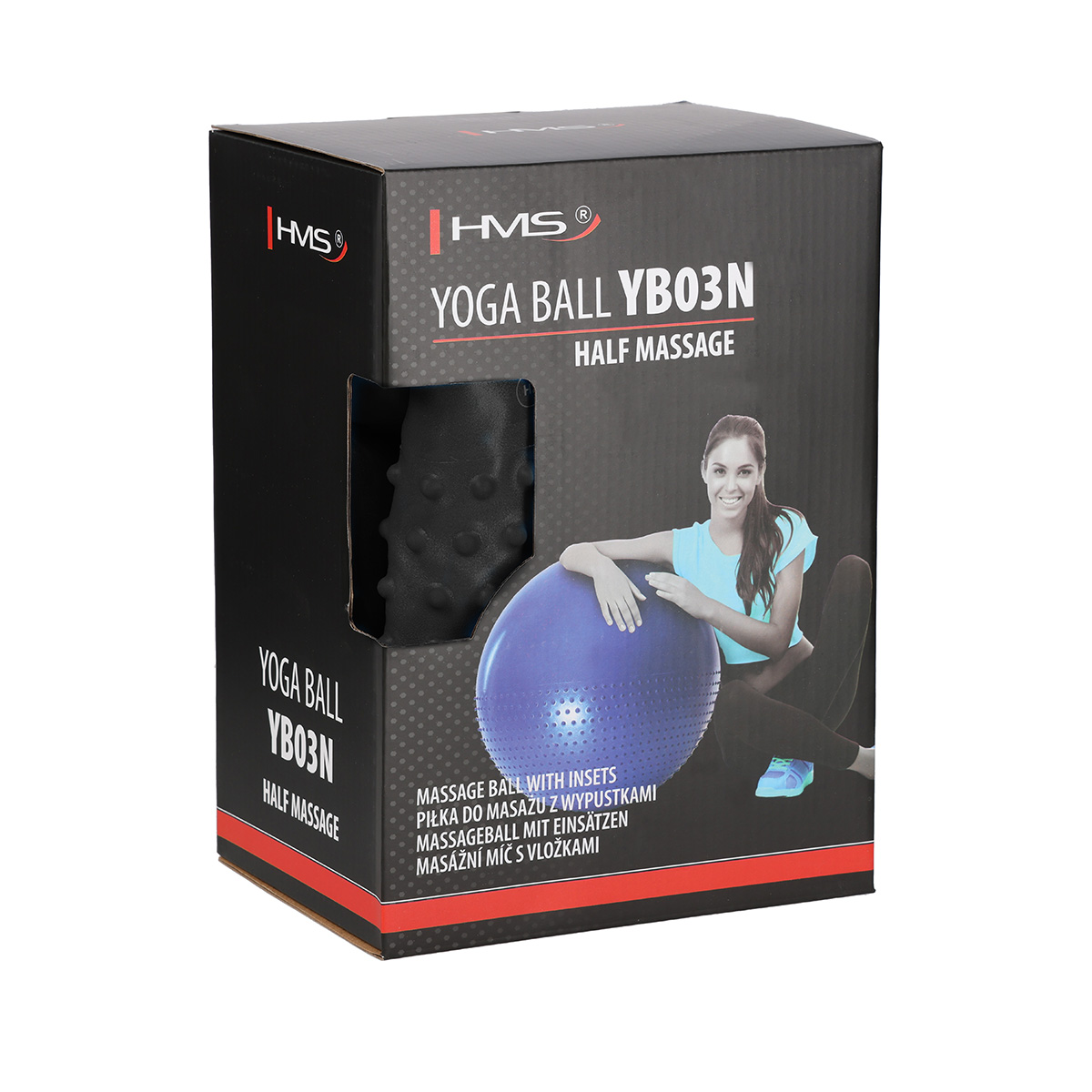 Masážní gymnastický míč HMS YB03N 75 cm černý
