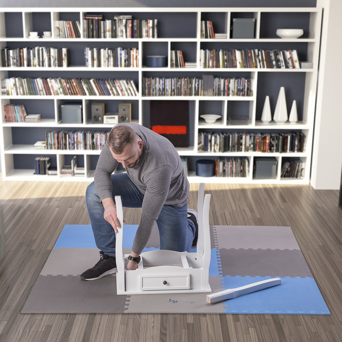 Ochranná puzzle podložka ONE FItness MP10 modro-šedá