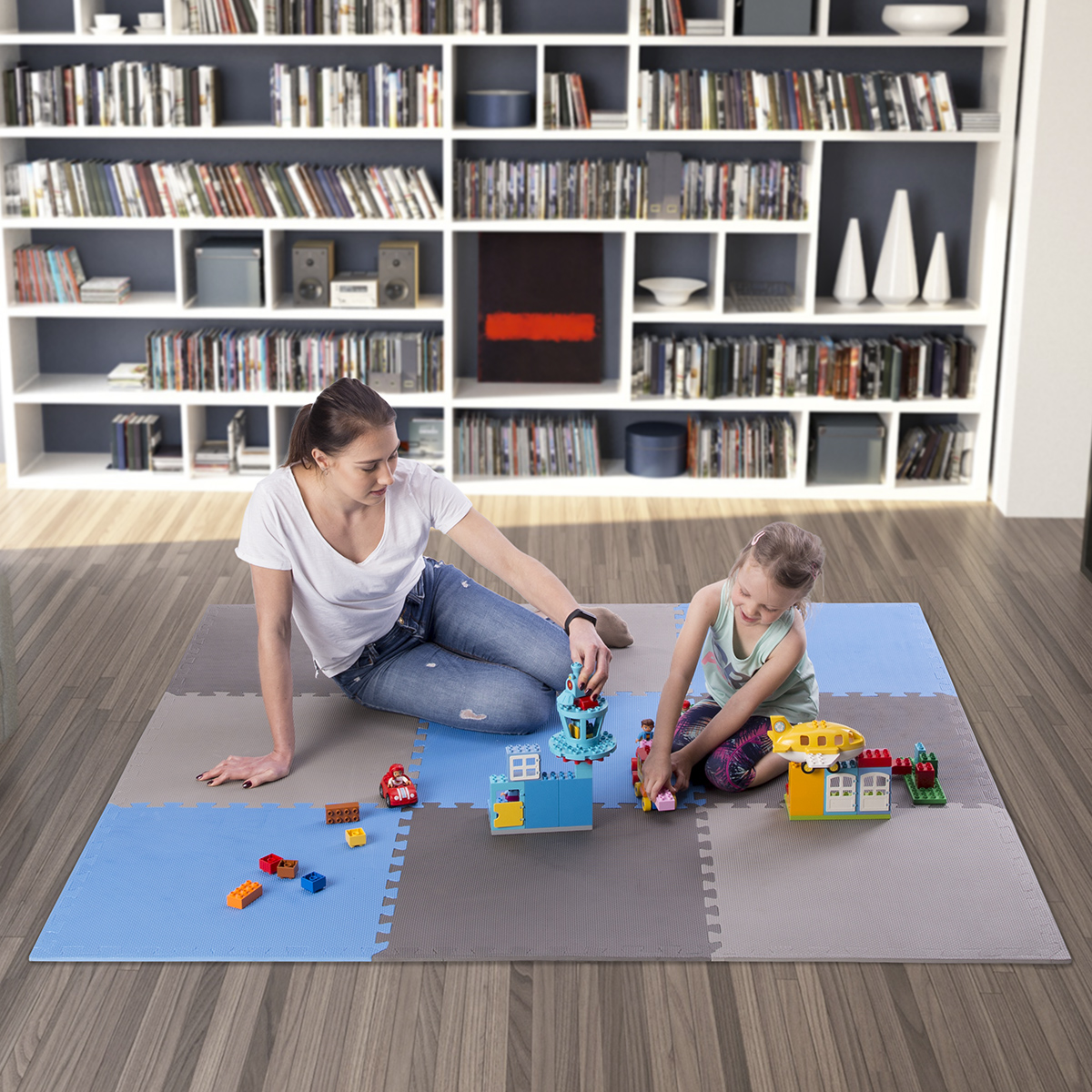 Ochranná puzzle podložka ONE FItness MP10 modro-šedá
