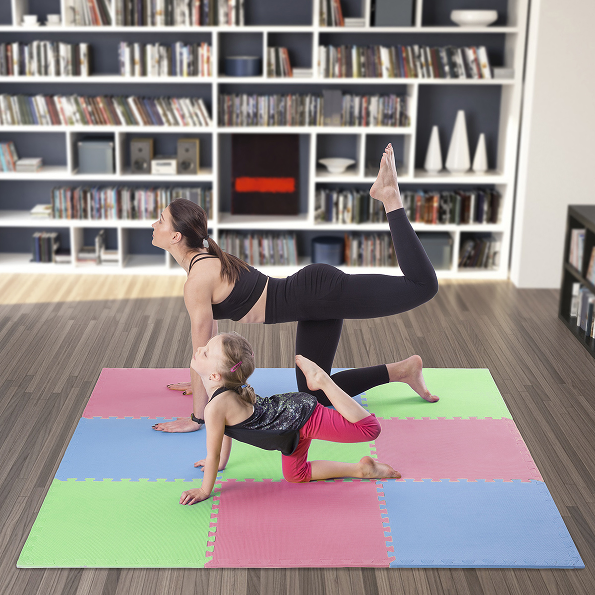 Ochranná puzzle podložka ONE Fitness MP10 zelená-modrá-červená