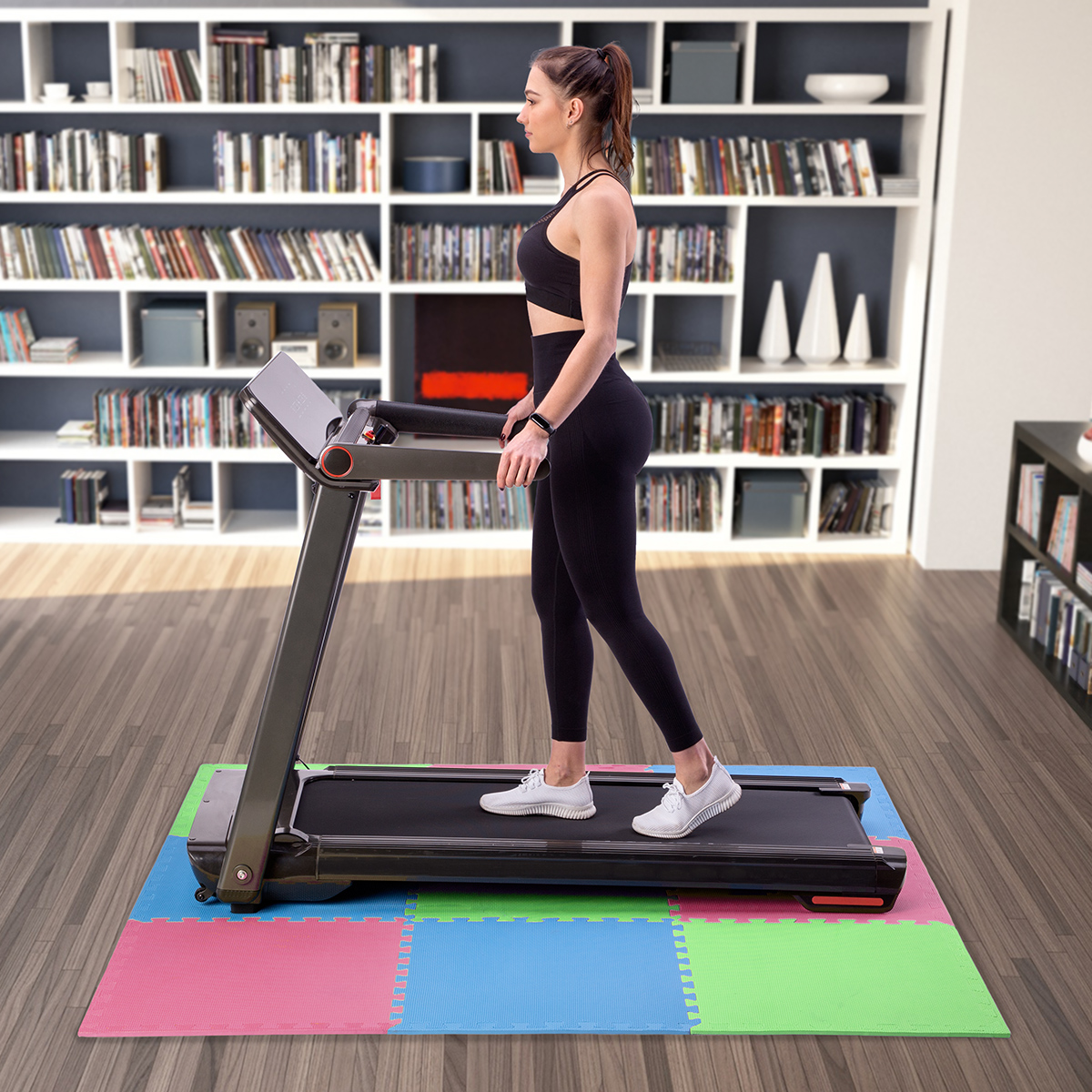 Ochranná puzzle podložka ONE Fitness MP10 zelená-modrá-červená