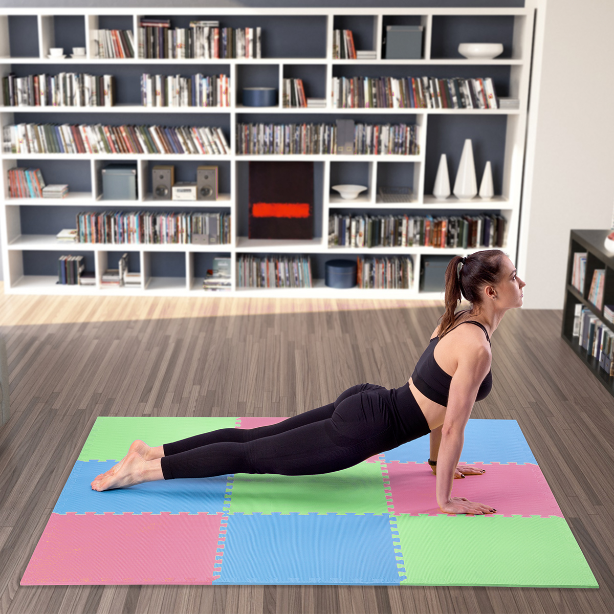 Ochranná puzzle podložka ONE Fitness MP10 zelená-modrá-červená