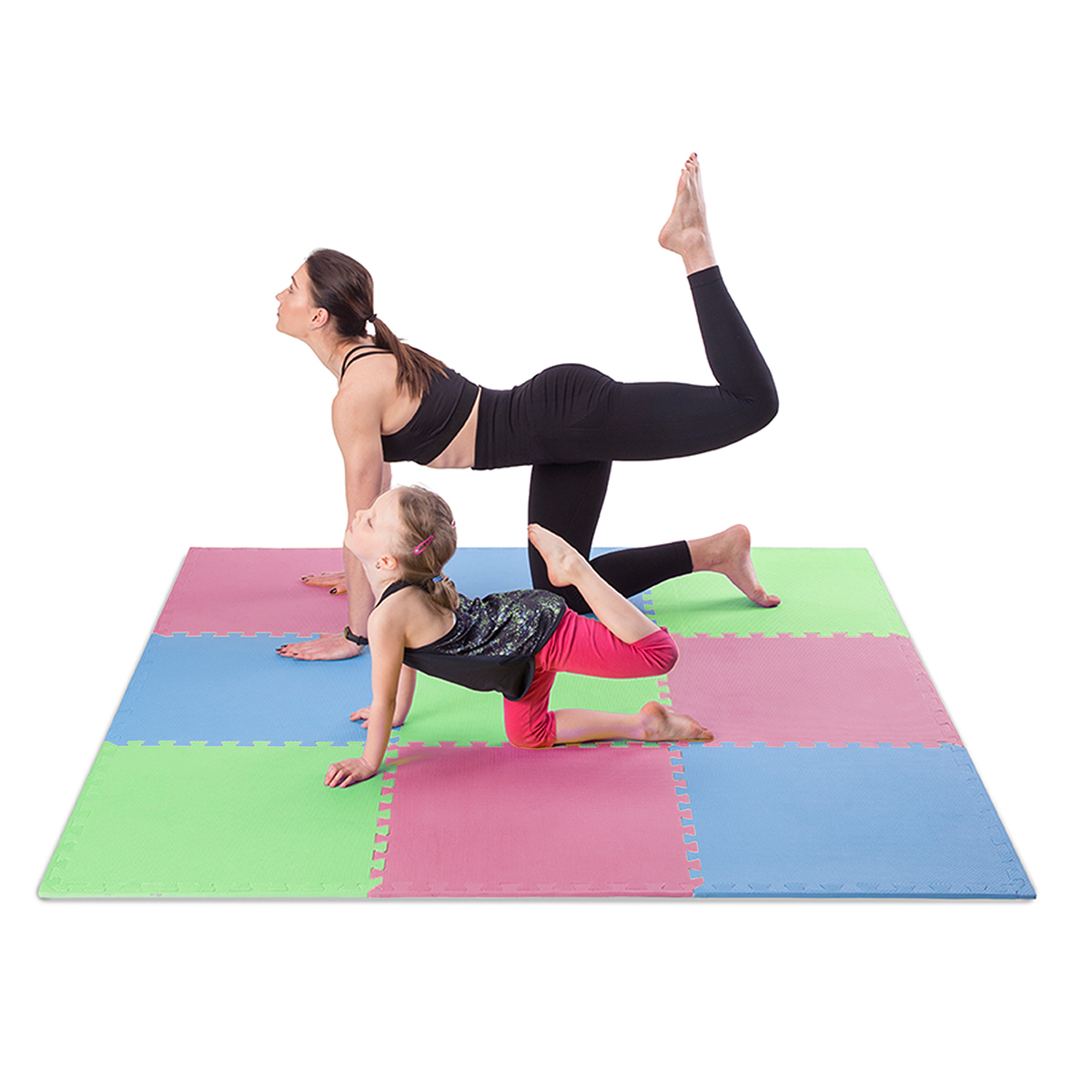 Ochranná puzzle podložka ONE Fitness MP10 zelená-modrá-červená