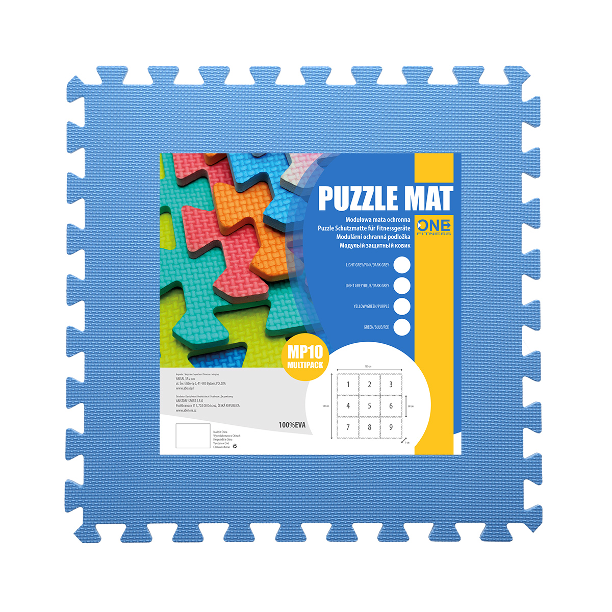 Ochranná puzzle podložka ONE Fitness MP10 zelená-modrá-červená