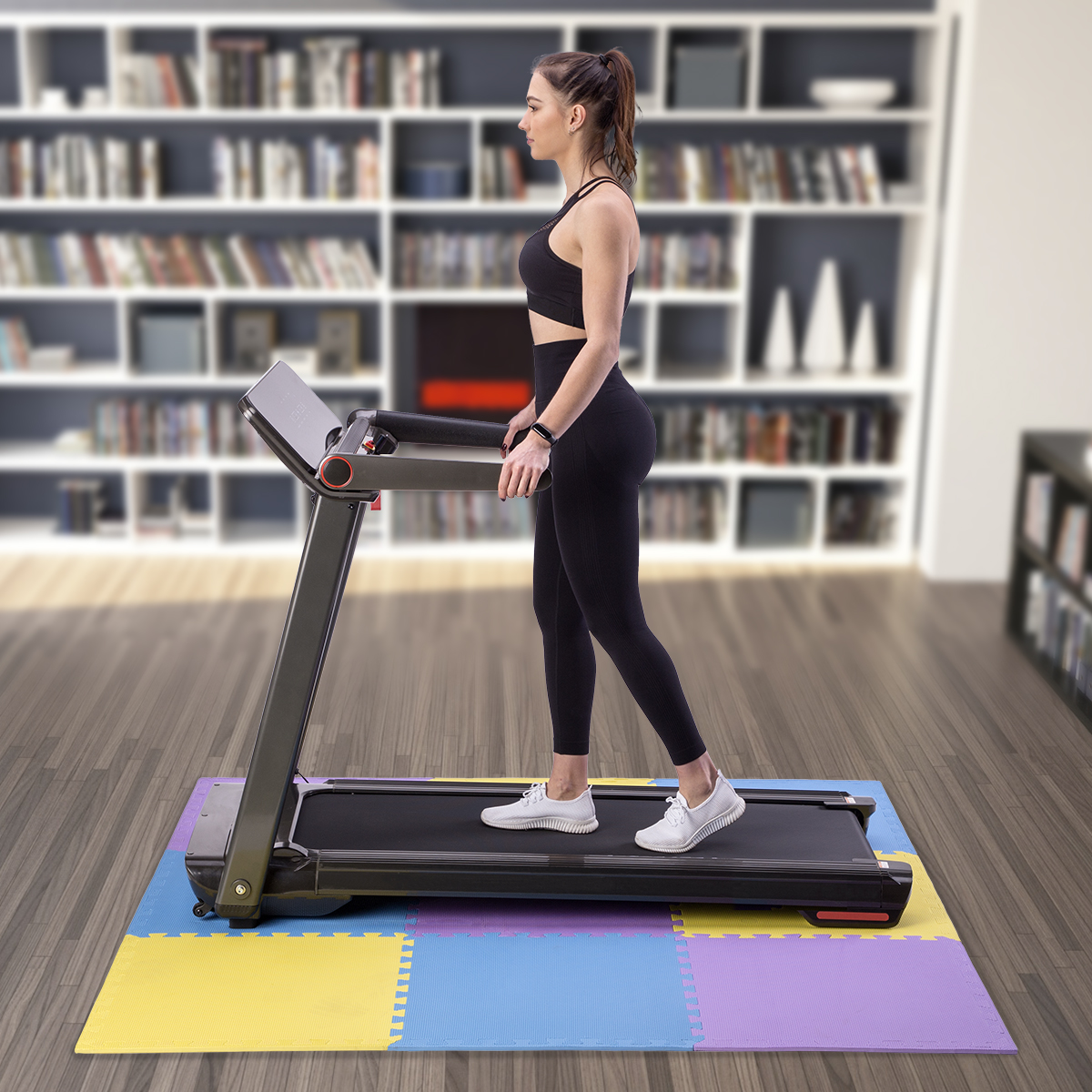 Ochranná puzzle podložka ONE Fitness MP10 žlutá-modrá-fialová