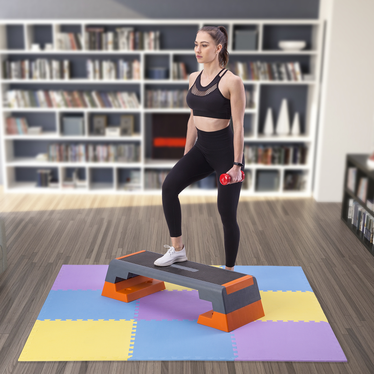 Ochranná puzzle podložka ONE Fitness MP10 žlutá-modrá-fialová