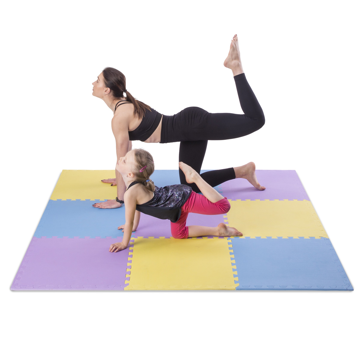 Ochranná puzzle podložka ONE Fitness MP10 žlutá-modrá-fialová