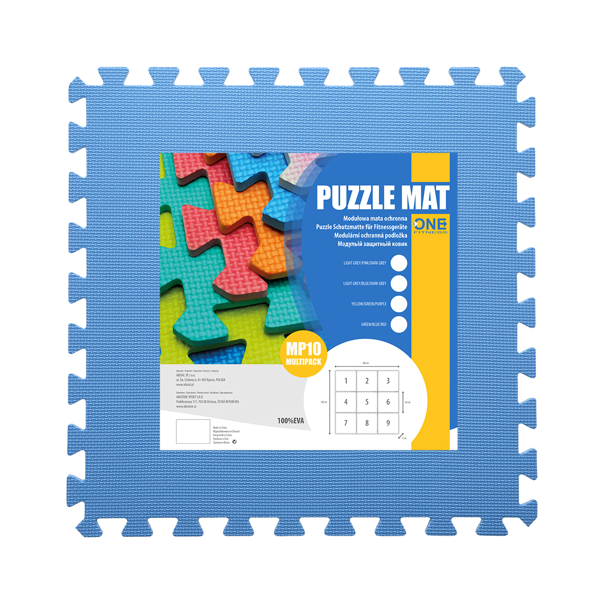 Ochranná puzzle podložka ONE Fitness MP10 žlutá-modrá-fialová