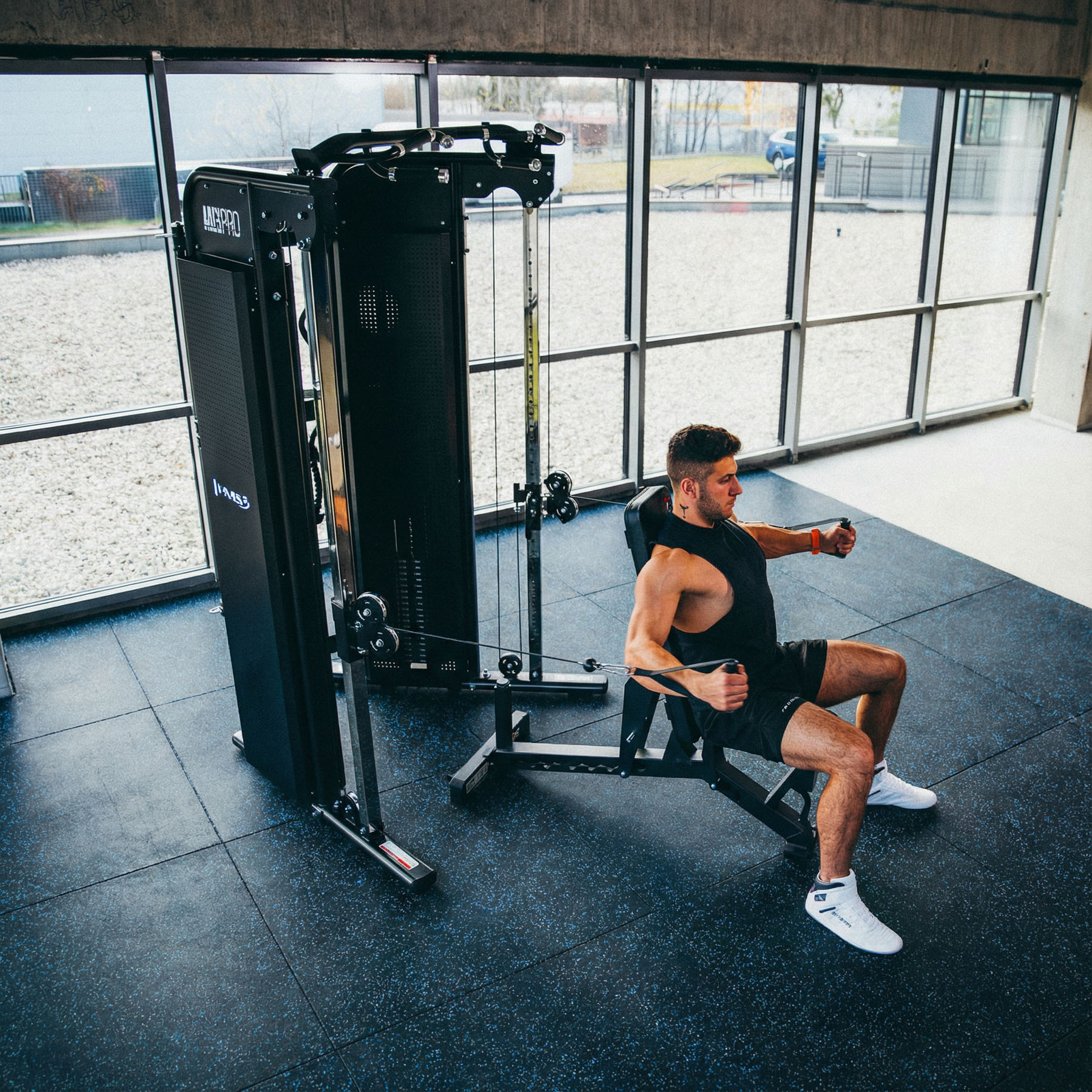 Gumová fitness podlaha AbiFloor POS15 černá / modrá - 2. jakost