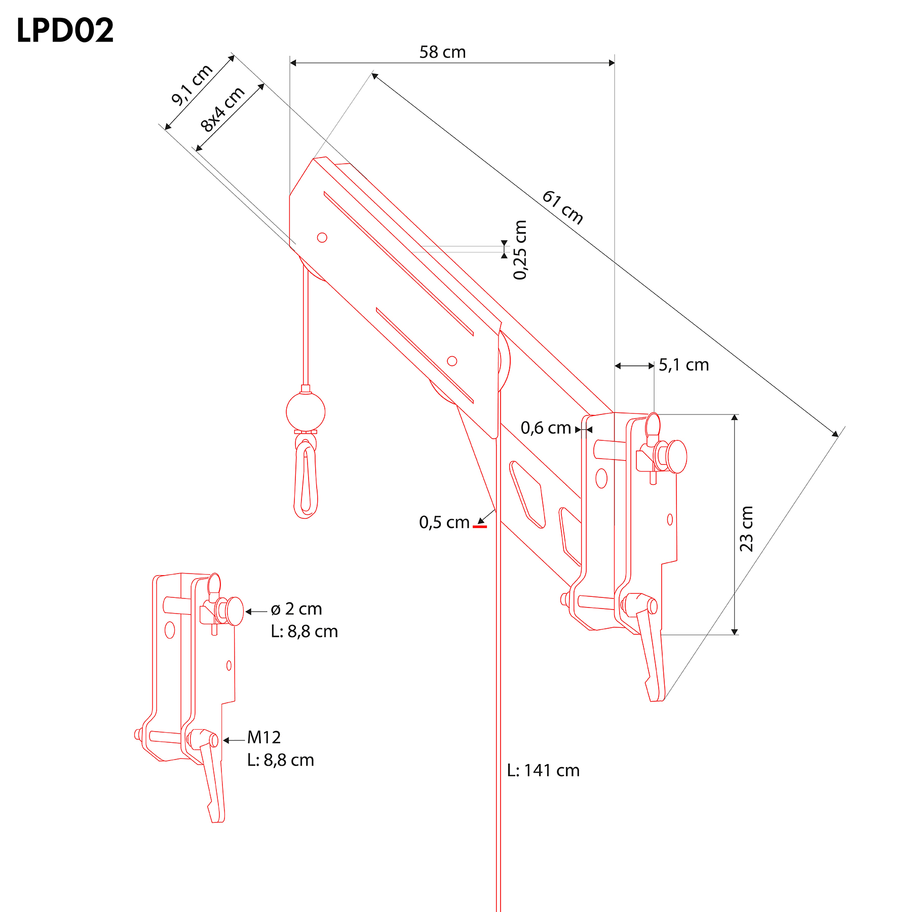 Horní kladka k multipressům a posilovacím věžím HMS LPD02