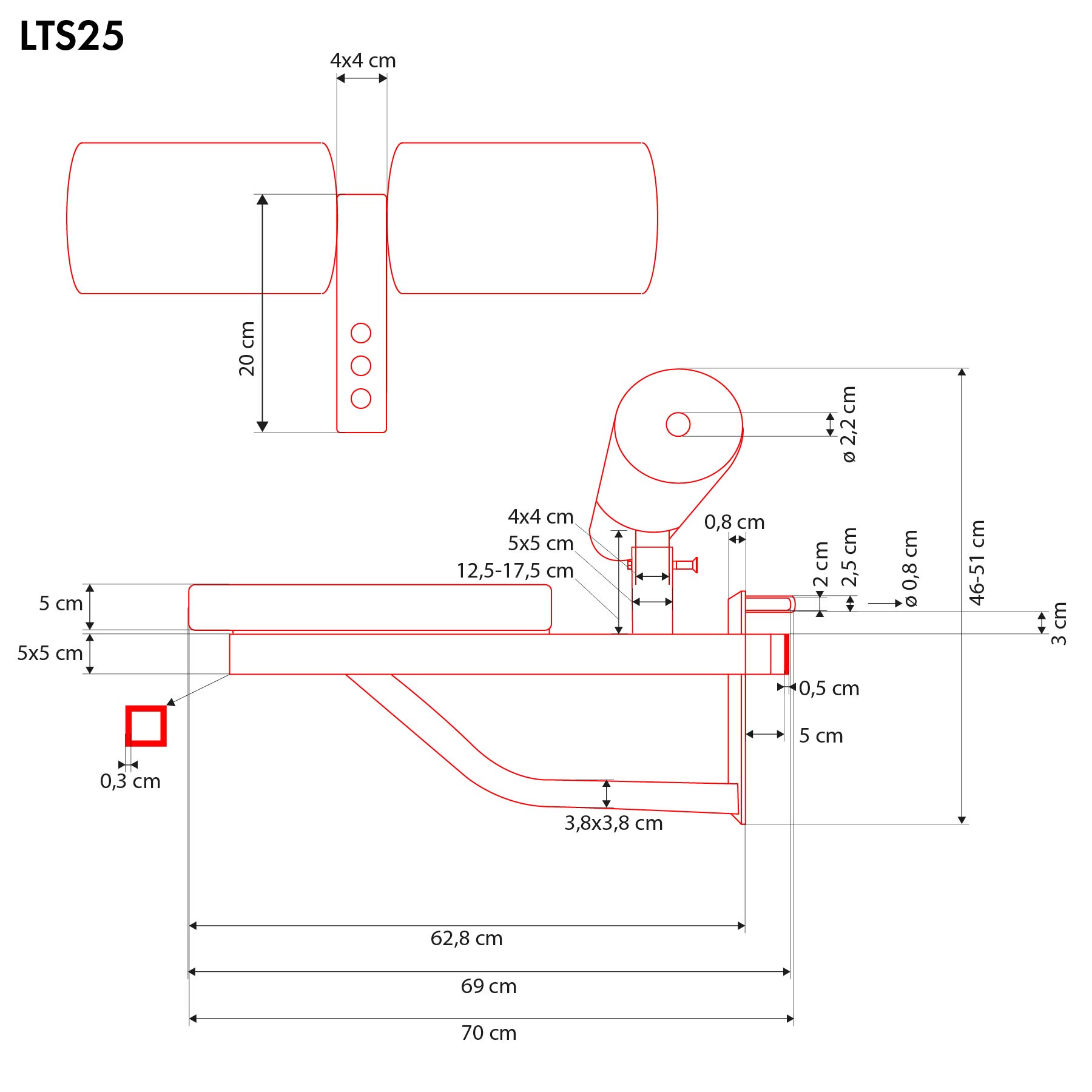 Přídavný sedák se zarážkou HMS LTS25