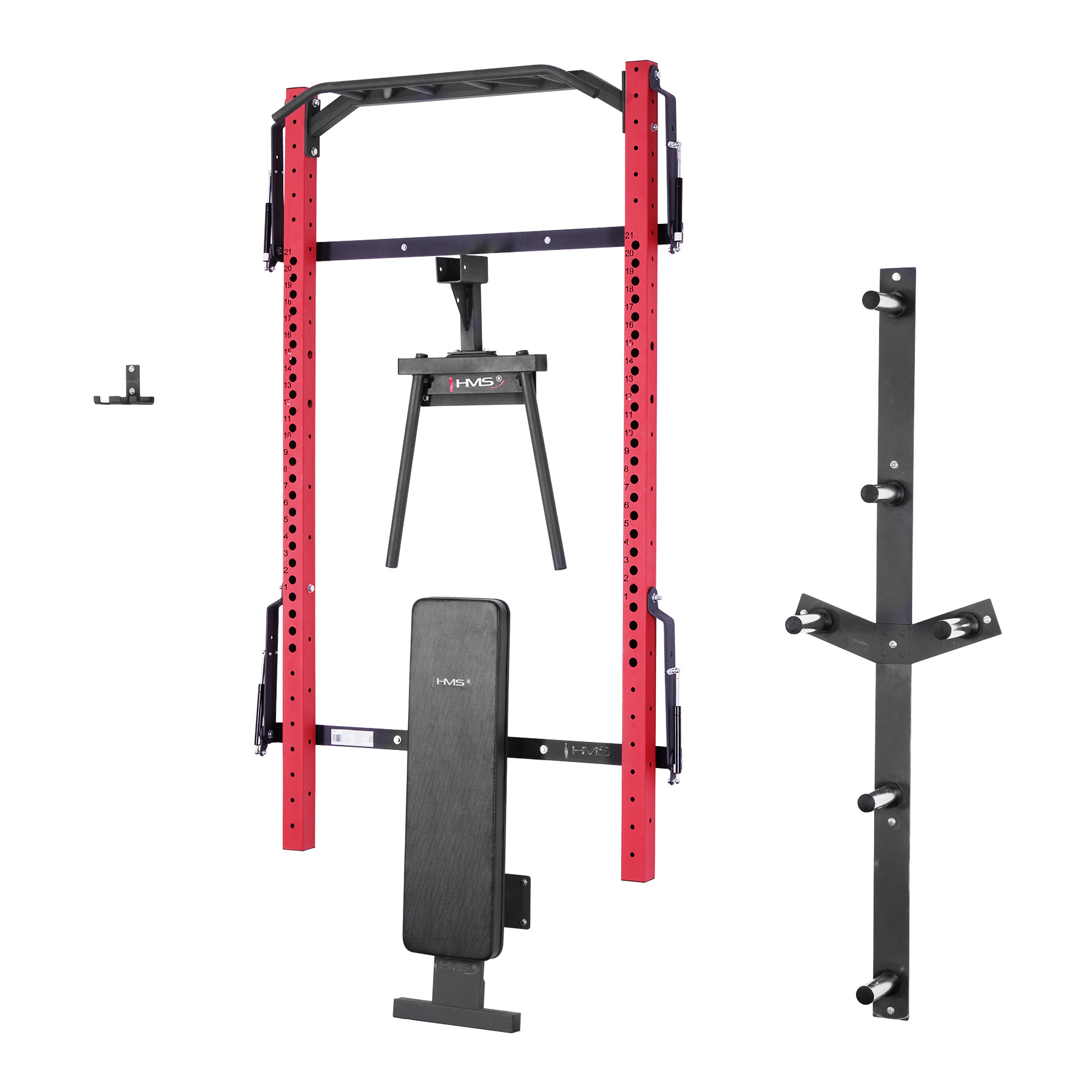 Multifunkční posilovací stojan - Power Rack HMS KLT22 červený