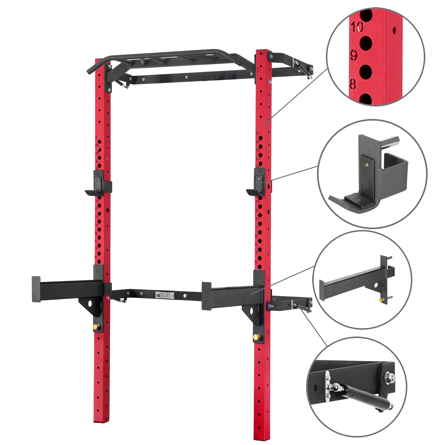Multifunkční posilovací stojan - Power Rack HMS KLT22 červený