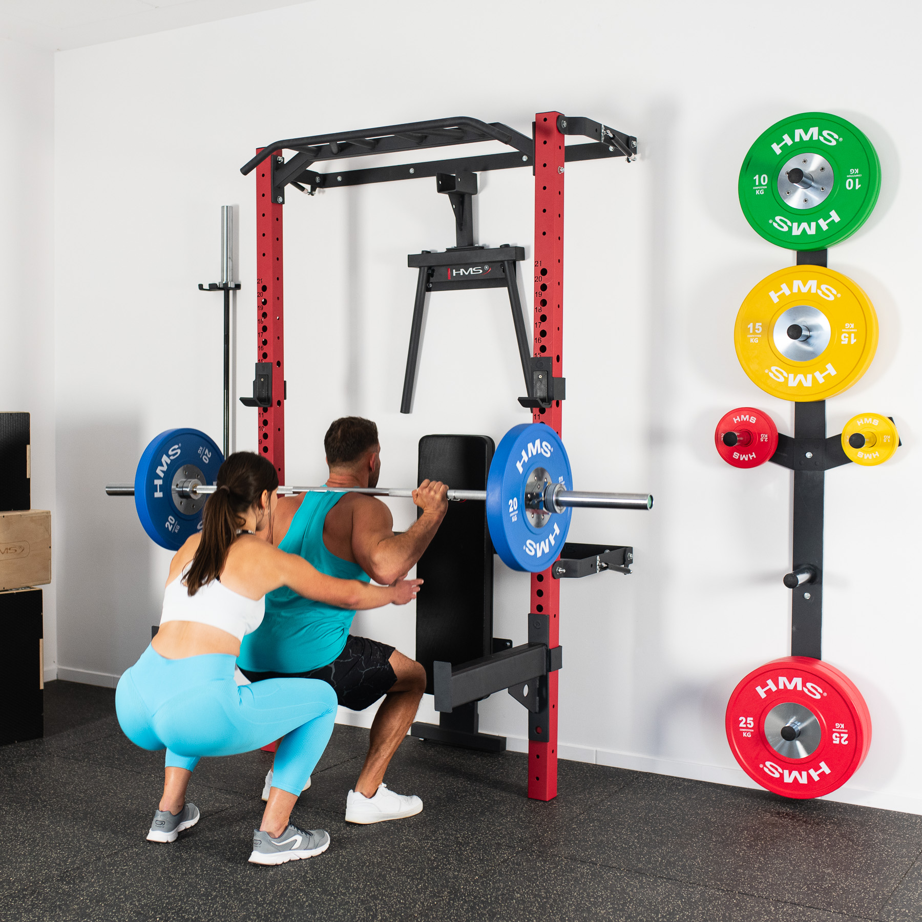 Multifunkční posilovací stojan - Power Rack HMS KLT22 červený