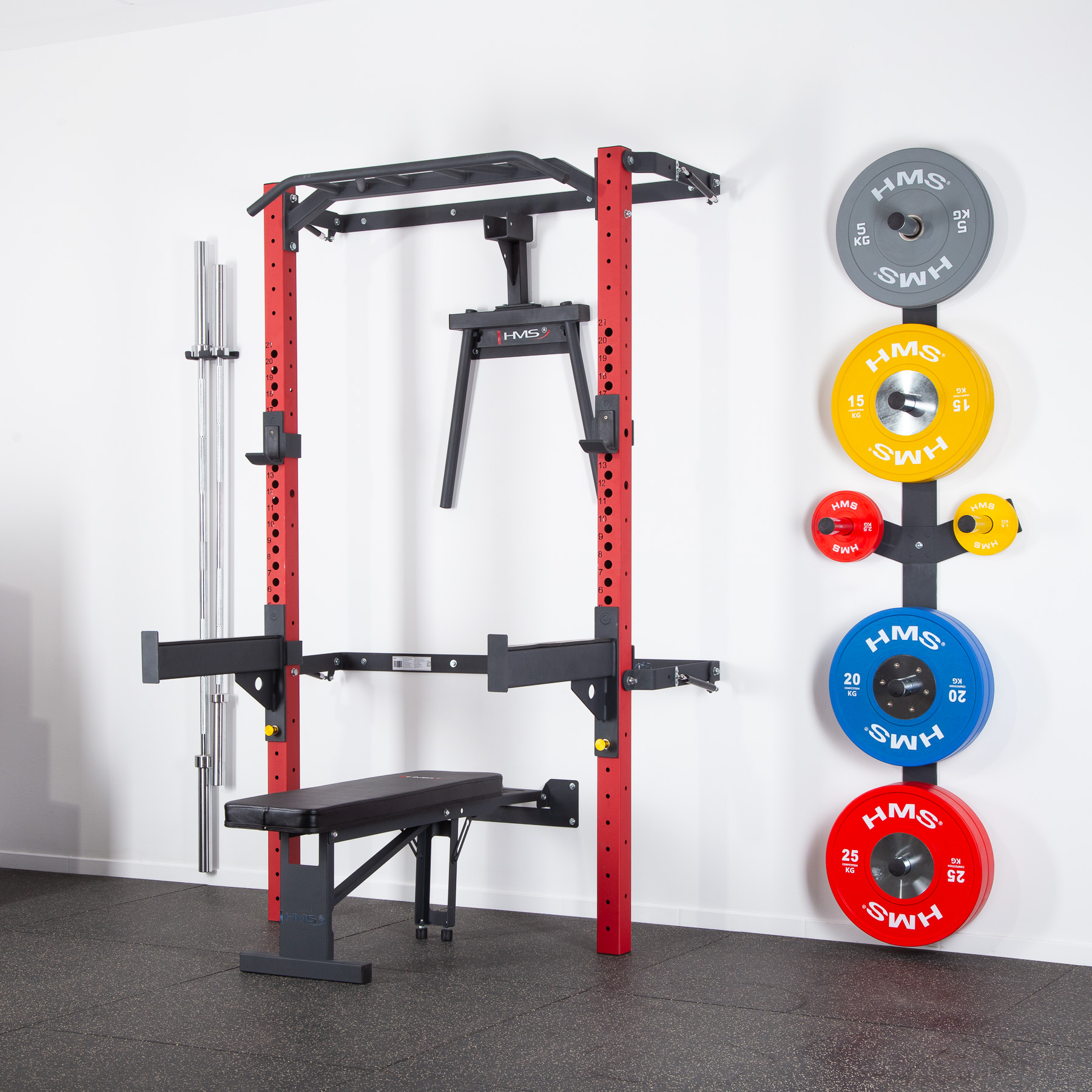 Multifunkční posilovací stojan - Power Rack HMS KLT22 červený