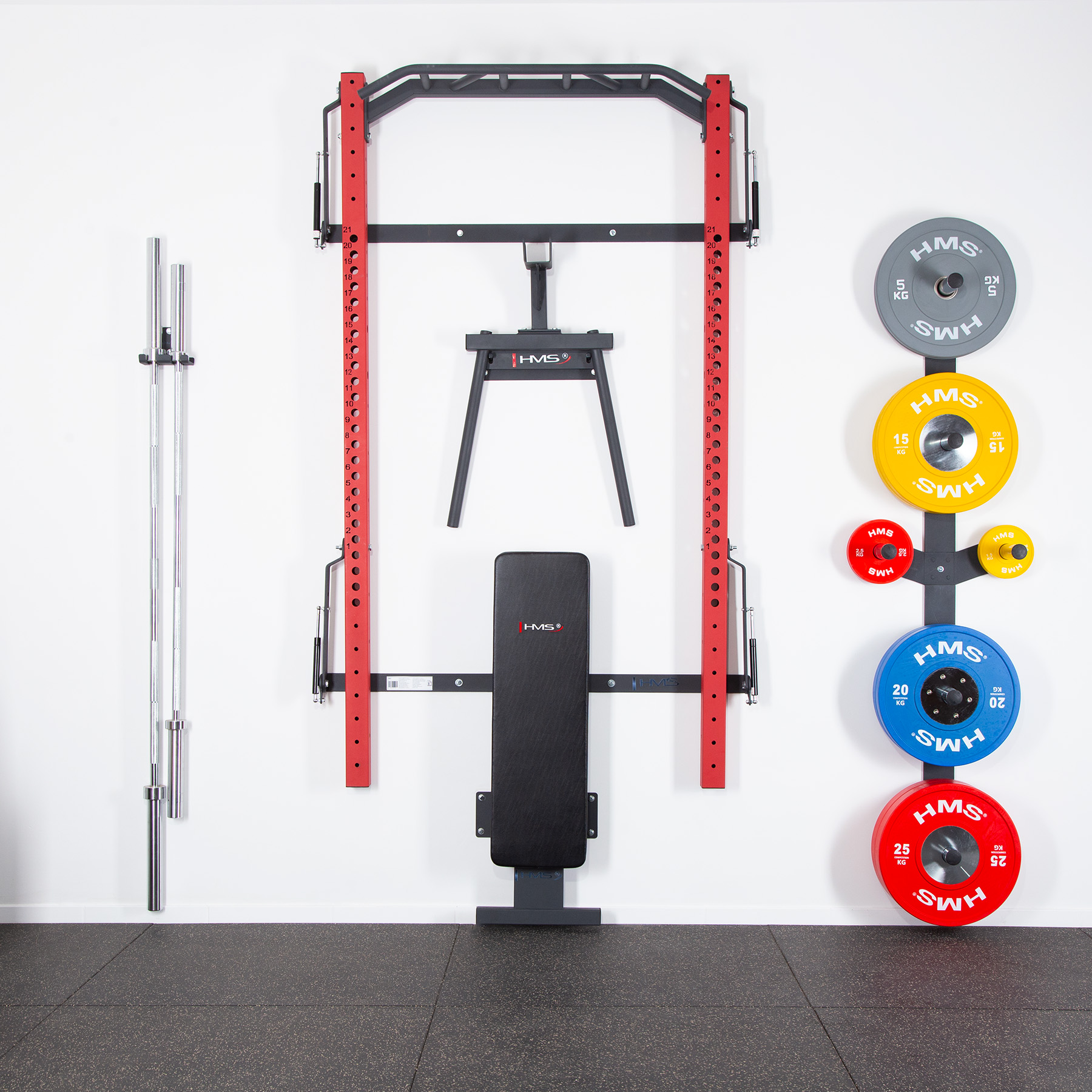Multifunkční posilovací stojan - Power Rack HMS KLT22 červený